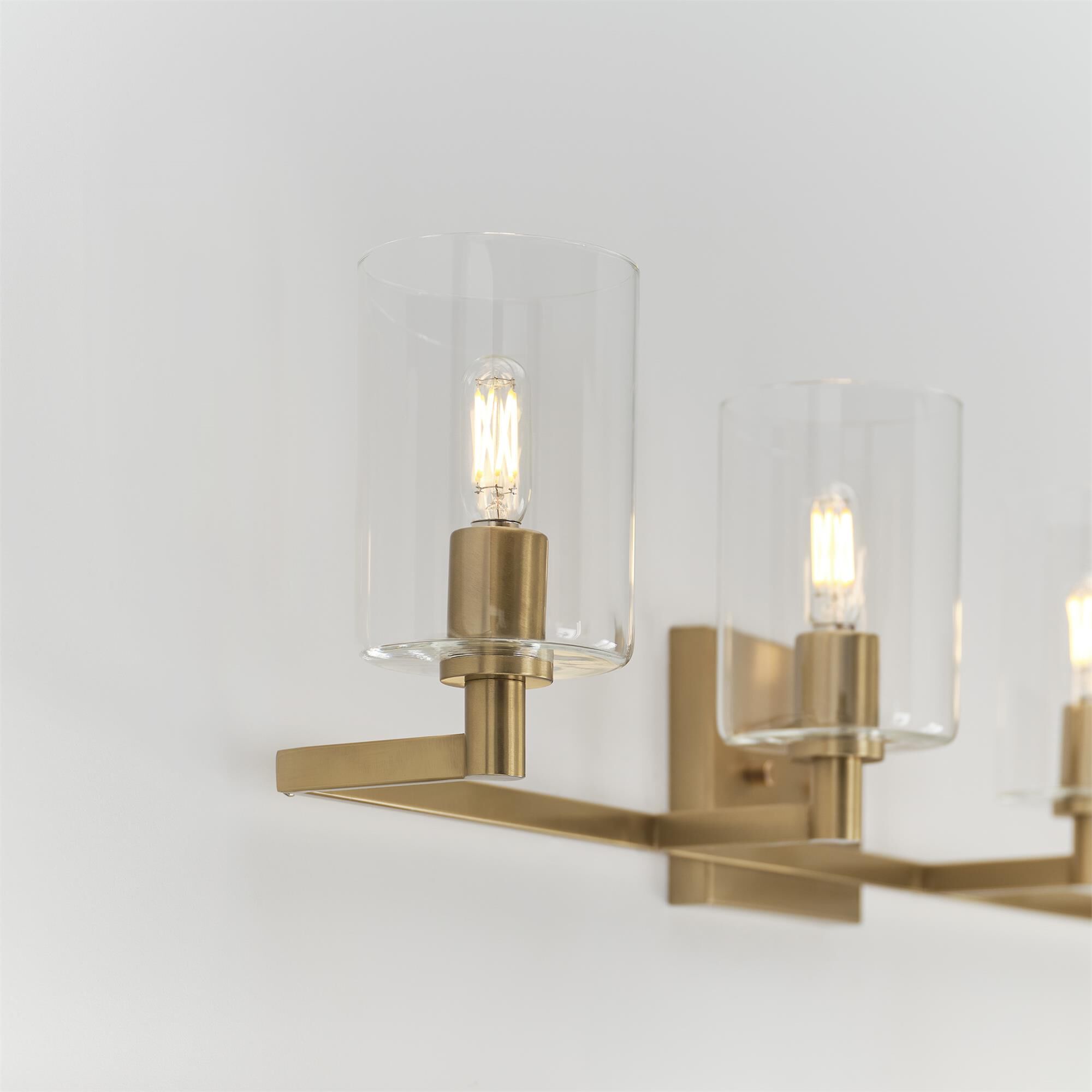 Shown in Satin Brass finish and Clear glass