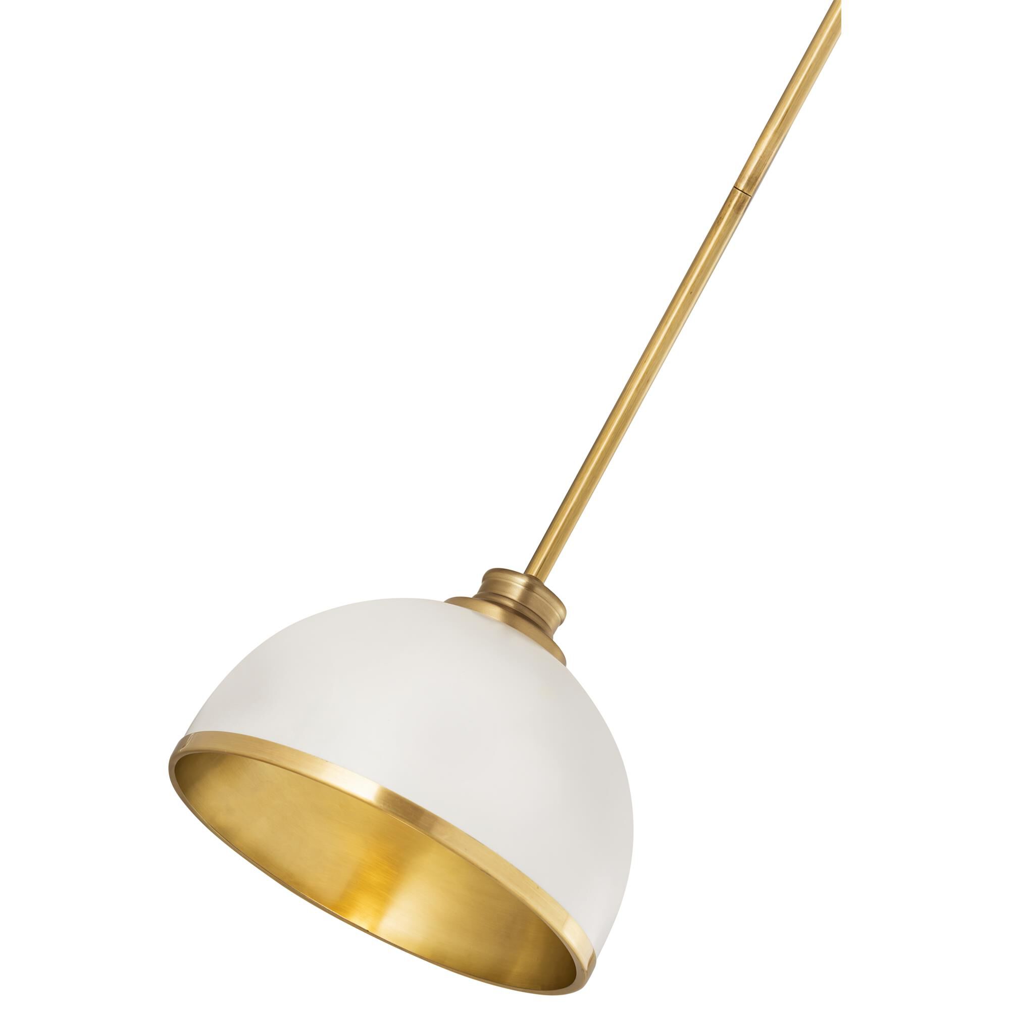 Shown in Matte White And Rubbed Brass finish and Stainless Steel glass and Stainless Steel shade
