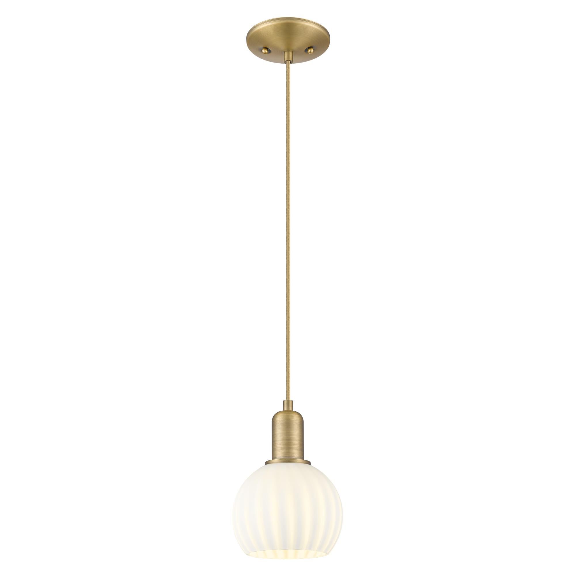 Shown in Brushed Brass finish and White Venetian glass