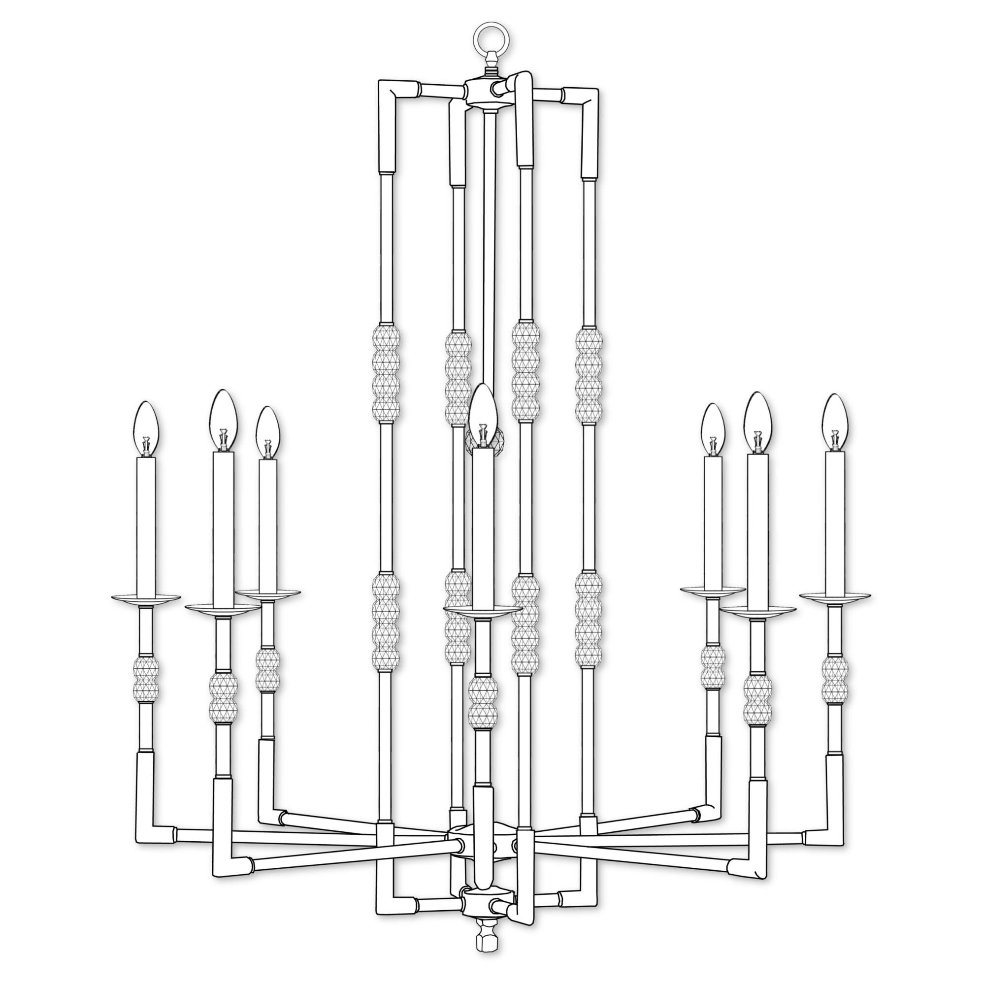 Magro 8 Light Chandelier by American Brass and Crystal