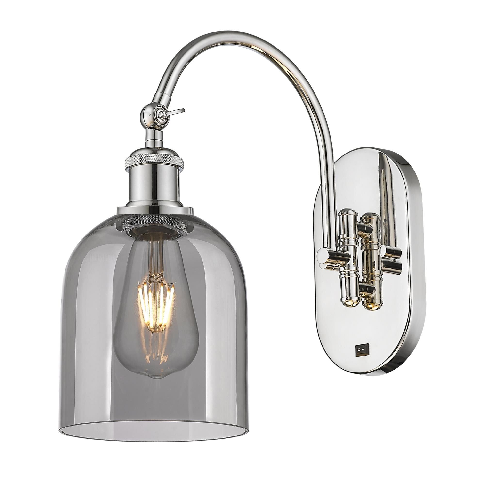 Shown in Polished Nickel finish and Light Smoke glass