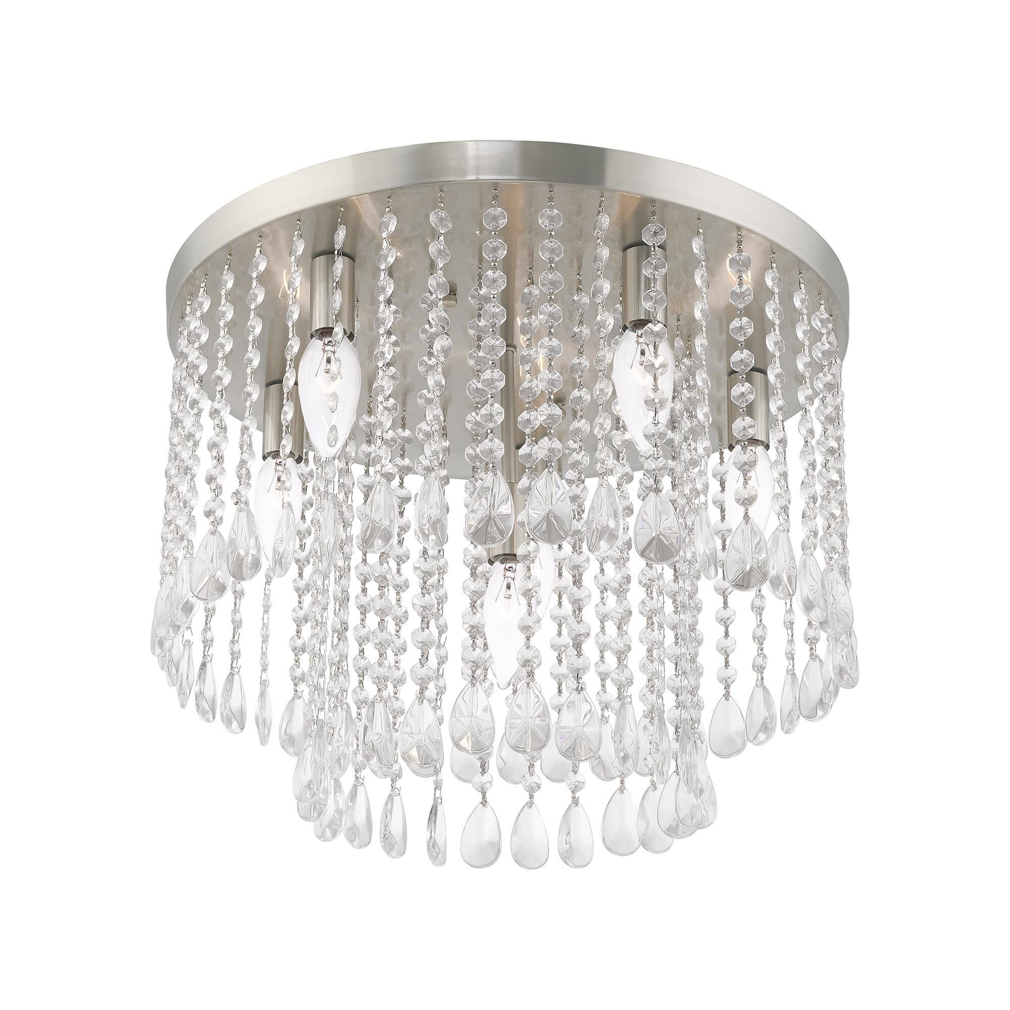 Shown in Brushed Nickel finish and Clear Crystals glass