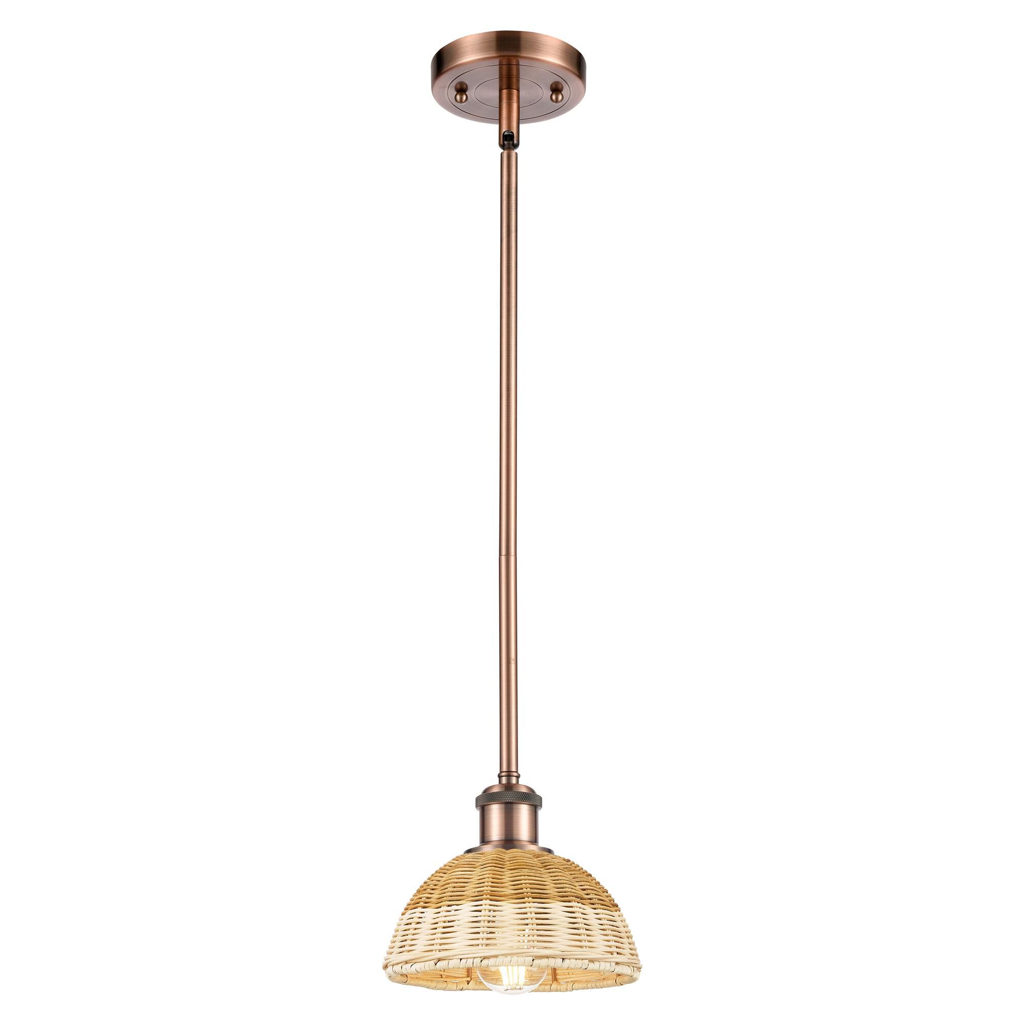 Shown in Antique Copper finish and Natural shade