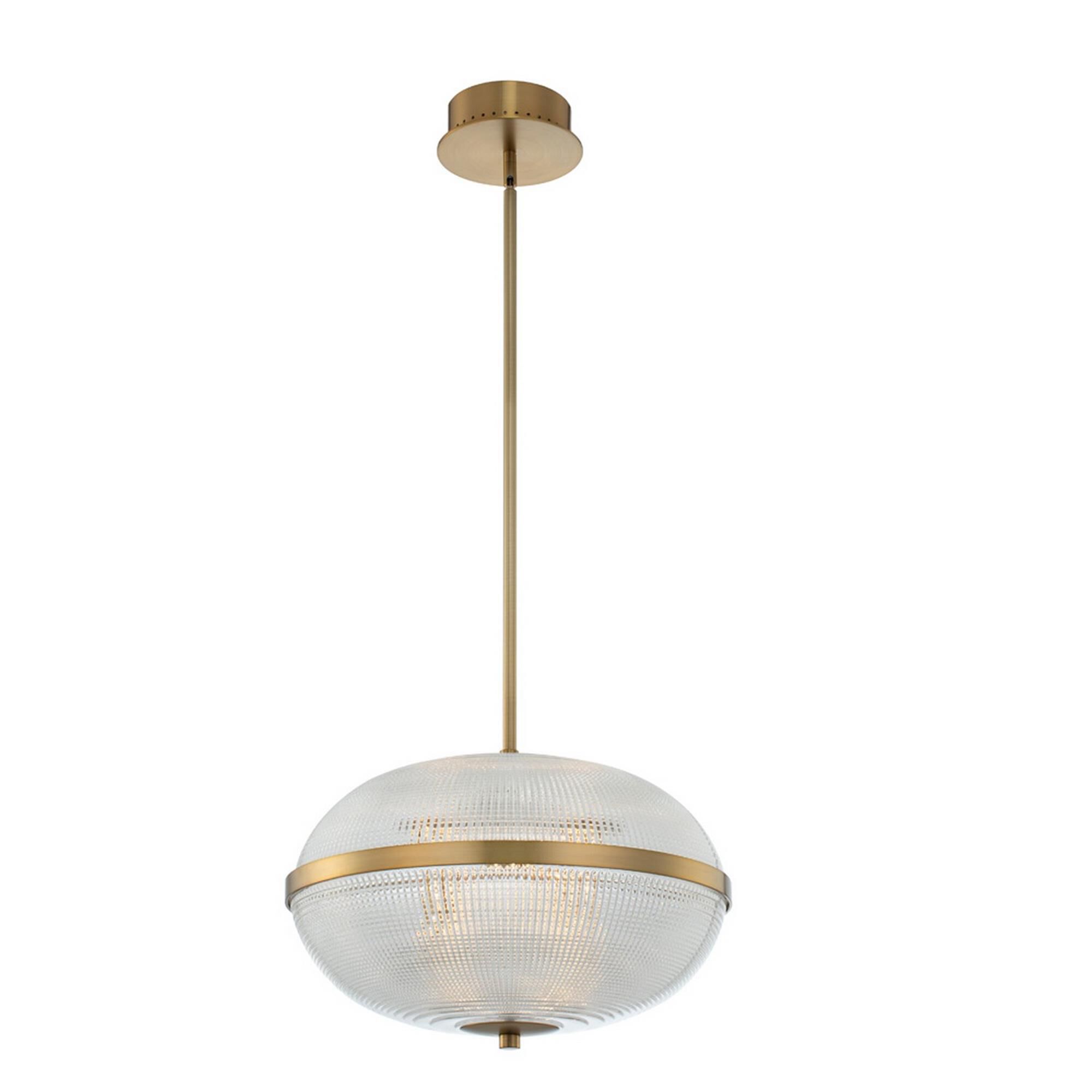 Shown in Winter Brass finish and Clear Criss Cross glass