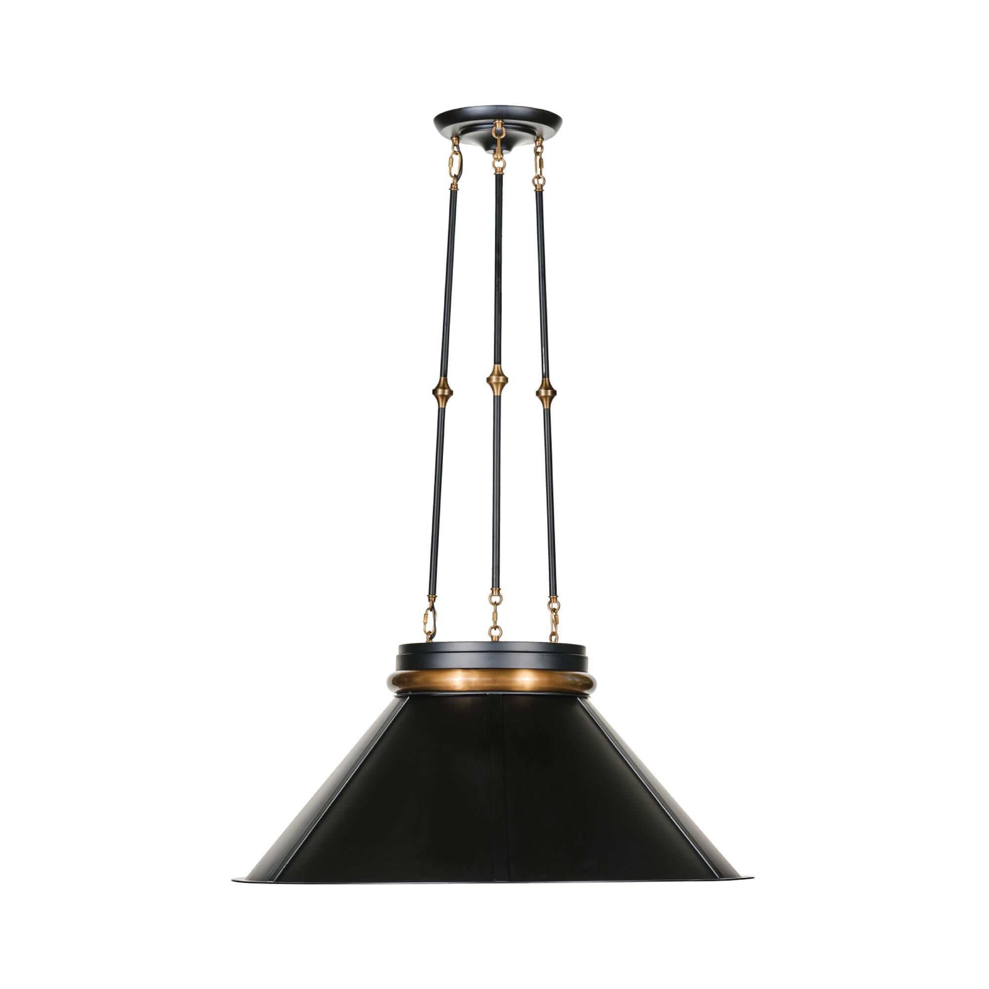Shown in Black and Brass finish and Black shade