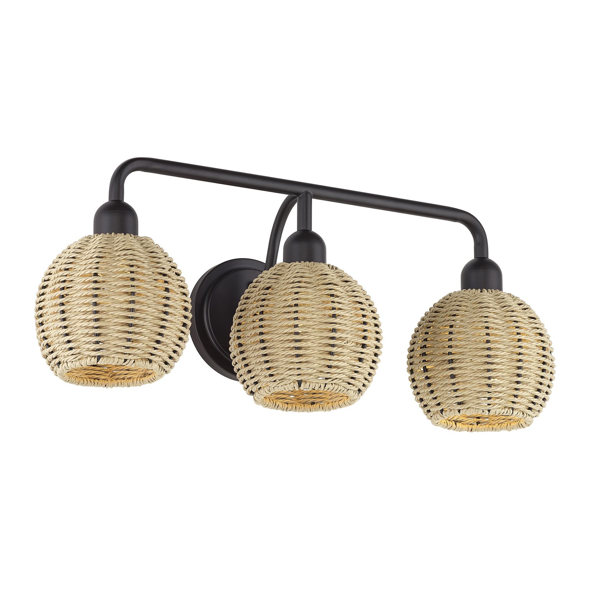 Shown in Bronze finish and Hand-Woven French Beige Paper Rope shade