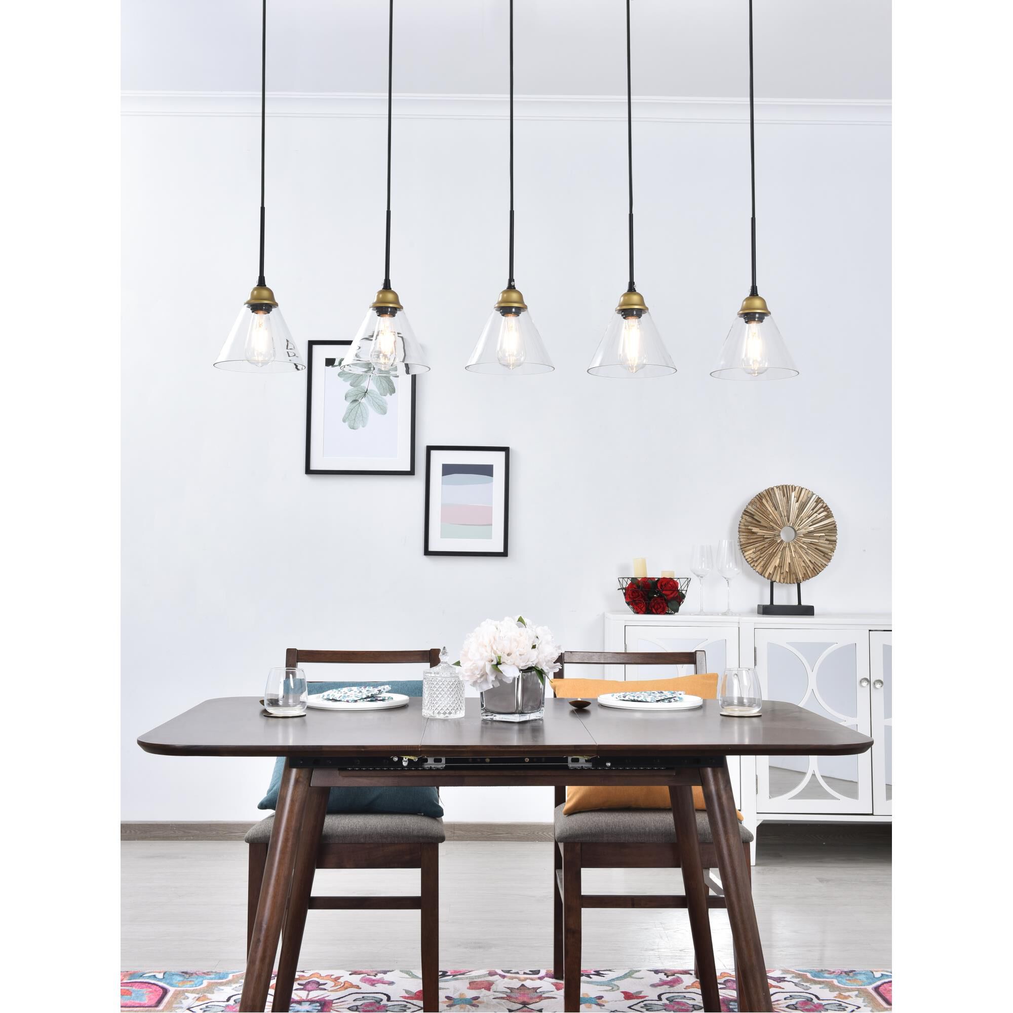 Histoire 47 Inch 5 Light Linear Suspension Light by Elegant Lighting