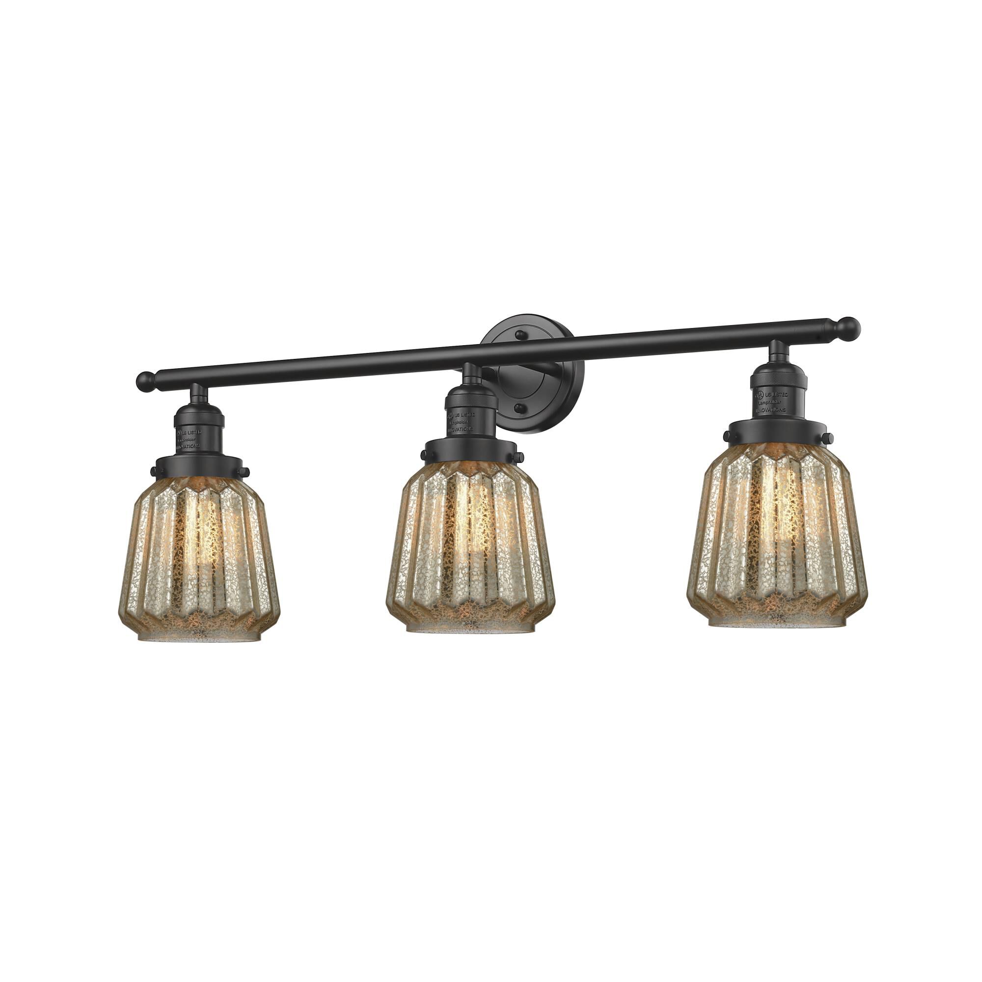 Shown in Oil Rubbed Bronze finish and Mercury Fluted glass