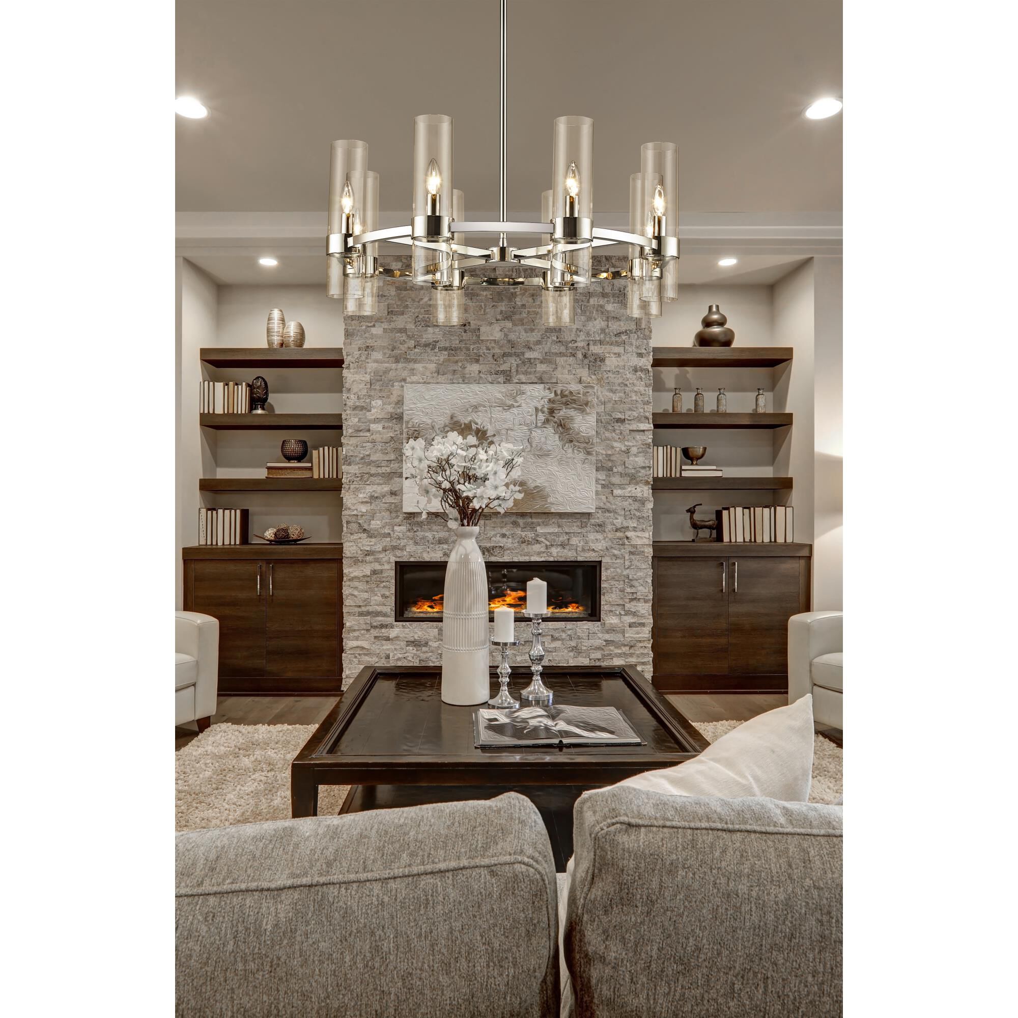 Shown in Polished Nickel finish and Clear glass and No Shade shade