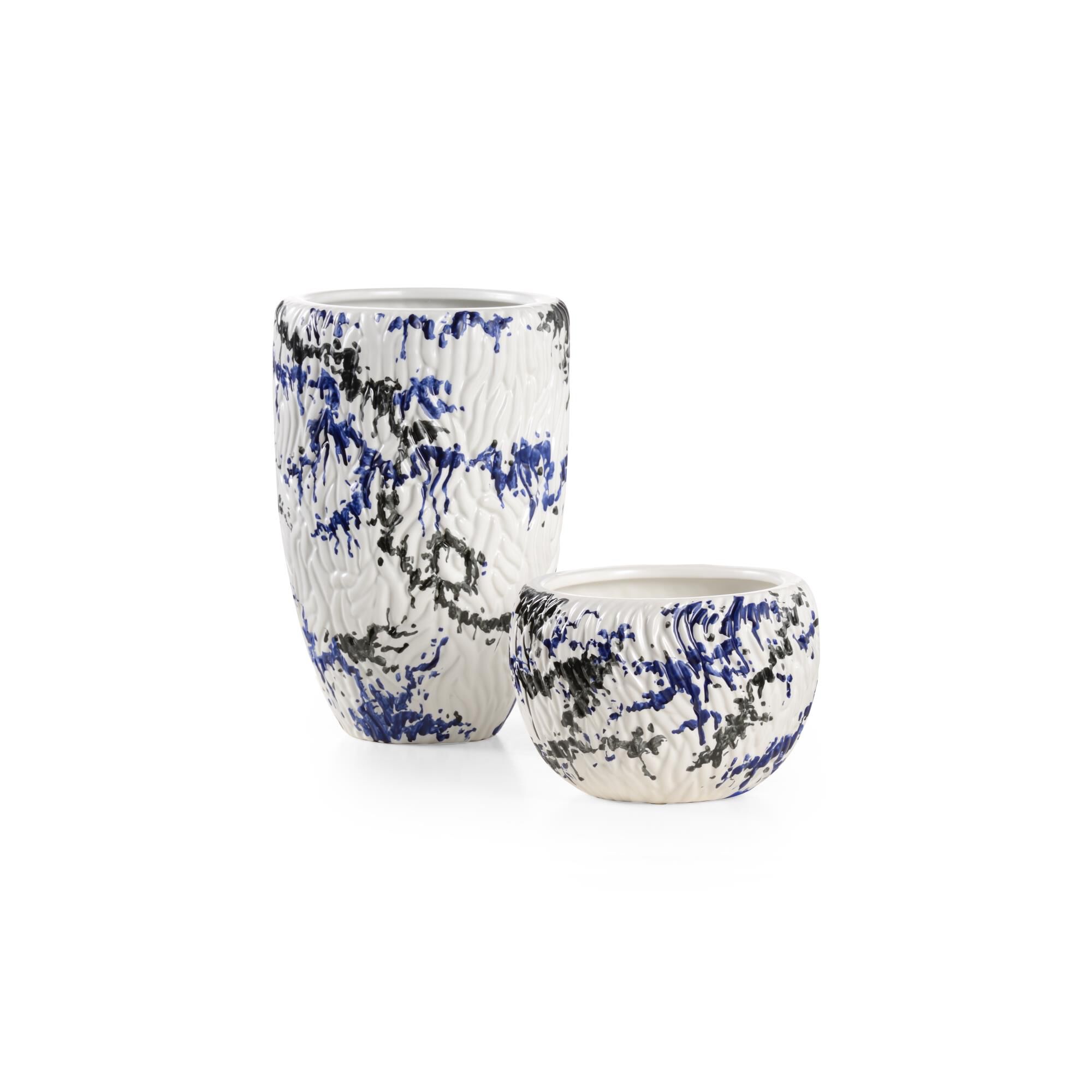 Shown in Matte White, Black and Blue Glaze finish