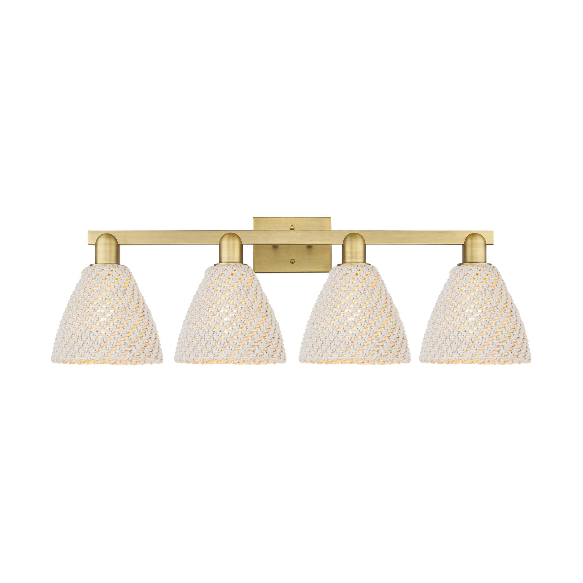 Shown in Brushed Brass finish and Natural shade