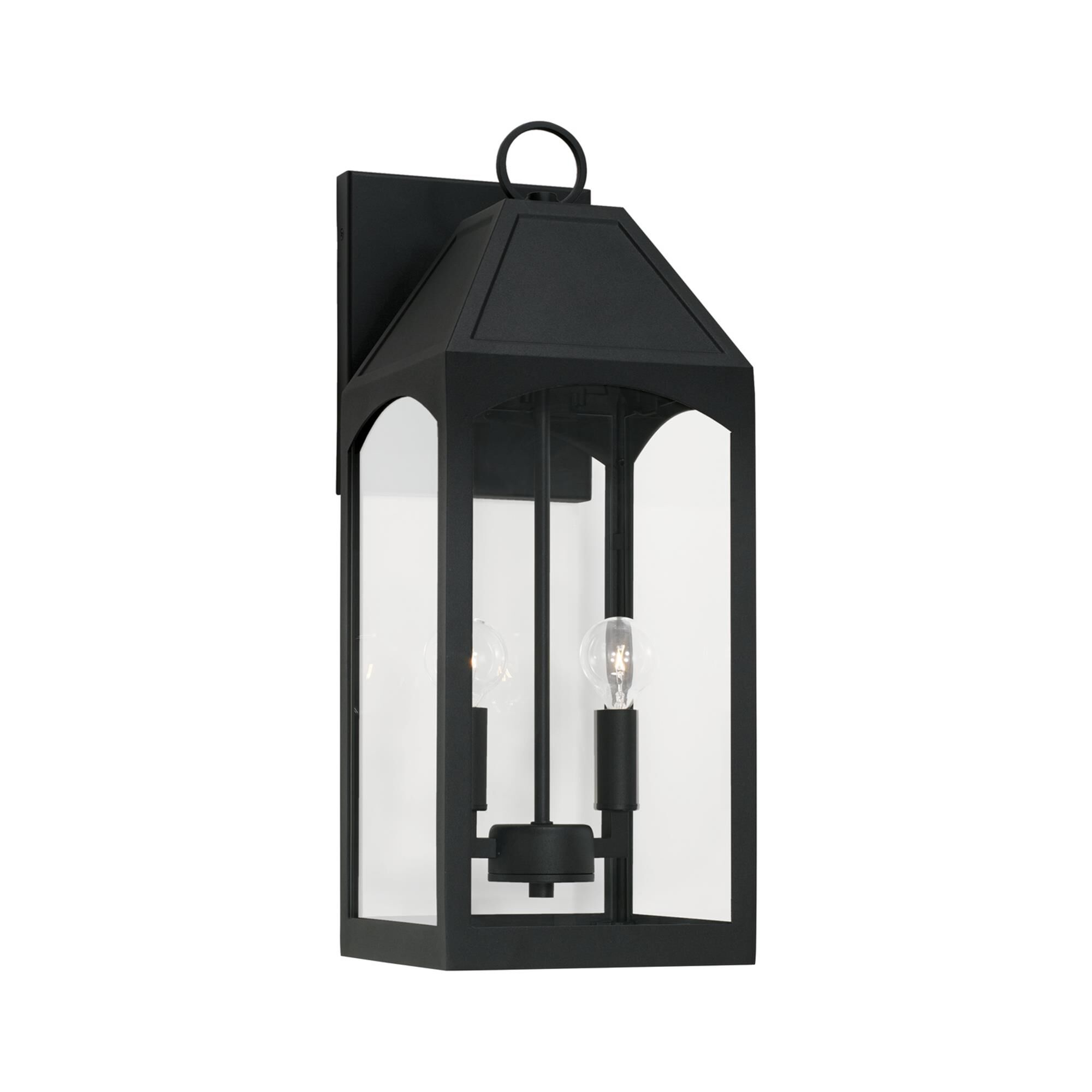 Shown in Black finish and Clear glass
