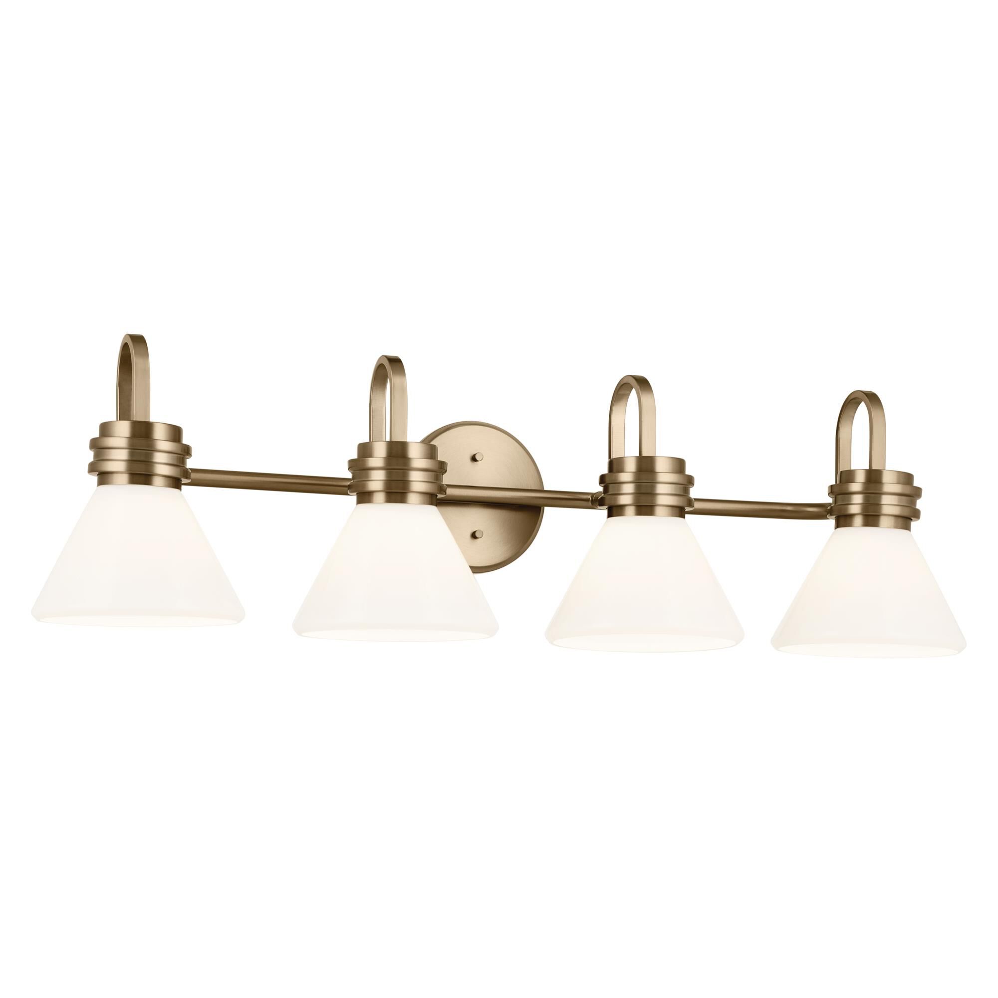 Shown in Champagne Bronze finish and Opal glass