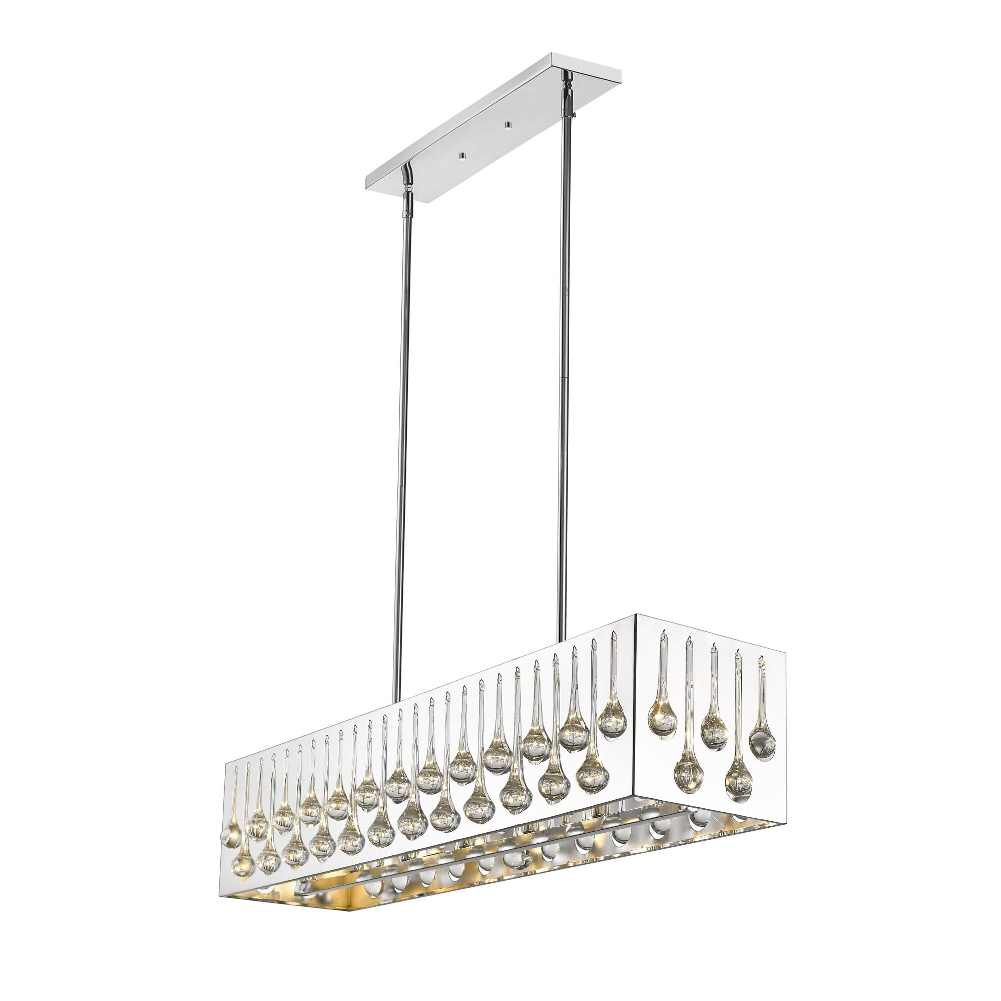 Shown in Chrome finish and Crystal + Steel glass and Crystal + Steel shade