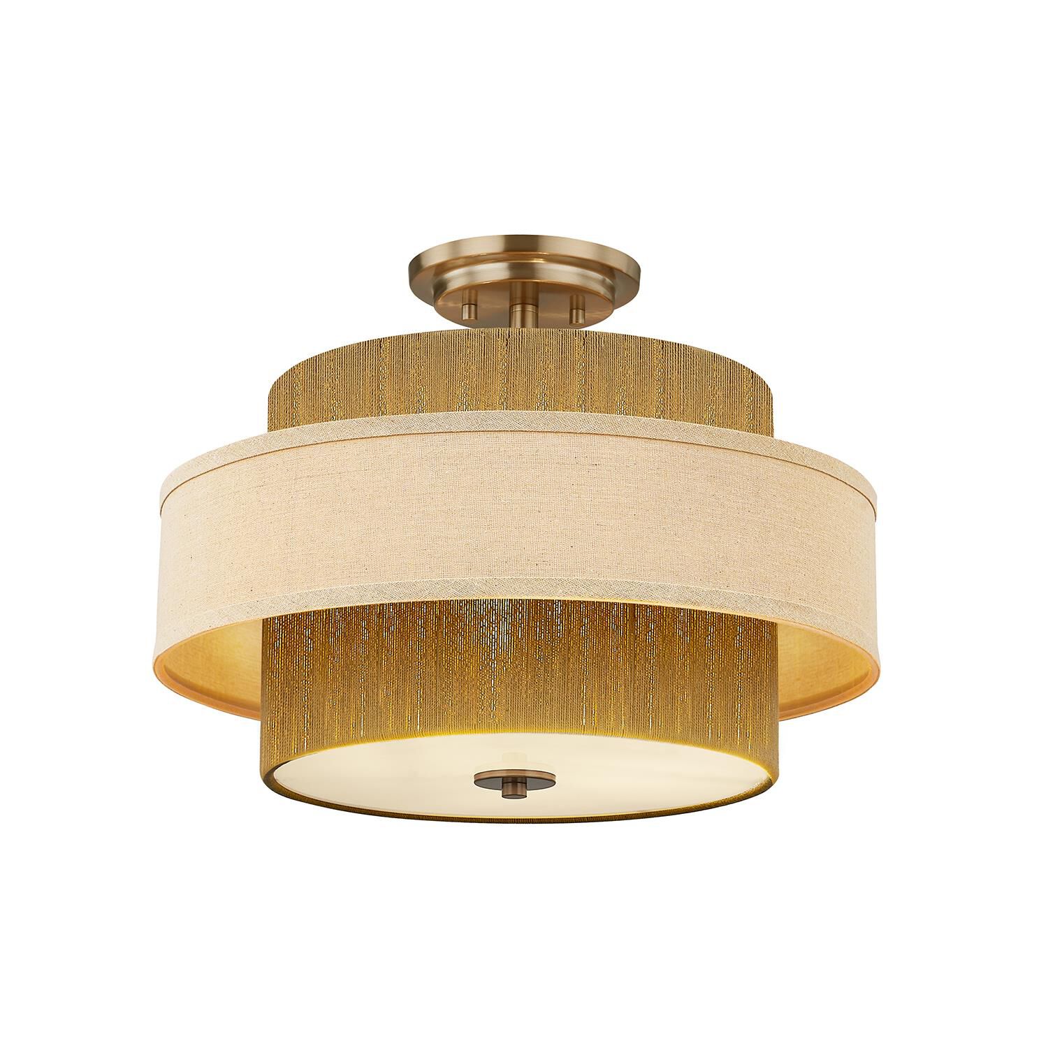 Shown in Brushed Brass finish and Cream Linen shade