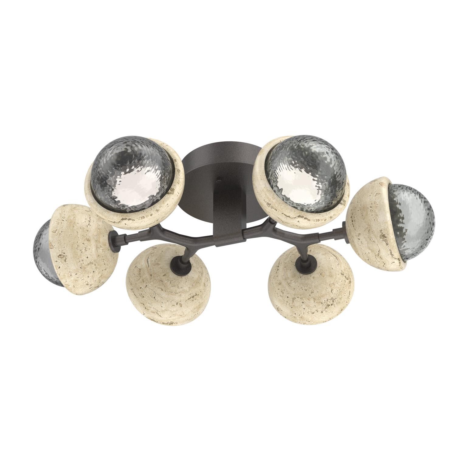 Shown in Graphite finish and Smoke glass and Travertine Stone accent