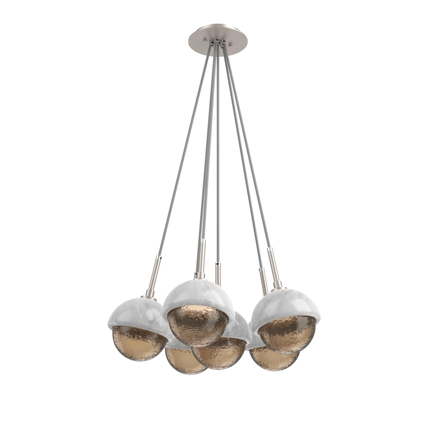 Shown in Beige Silver finish and Bronze glass and White Marble accent