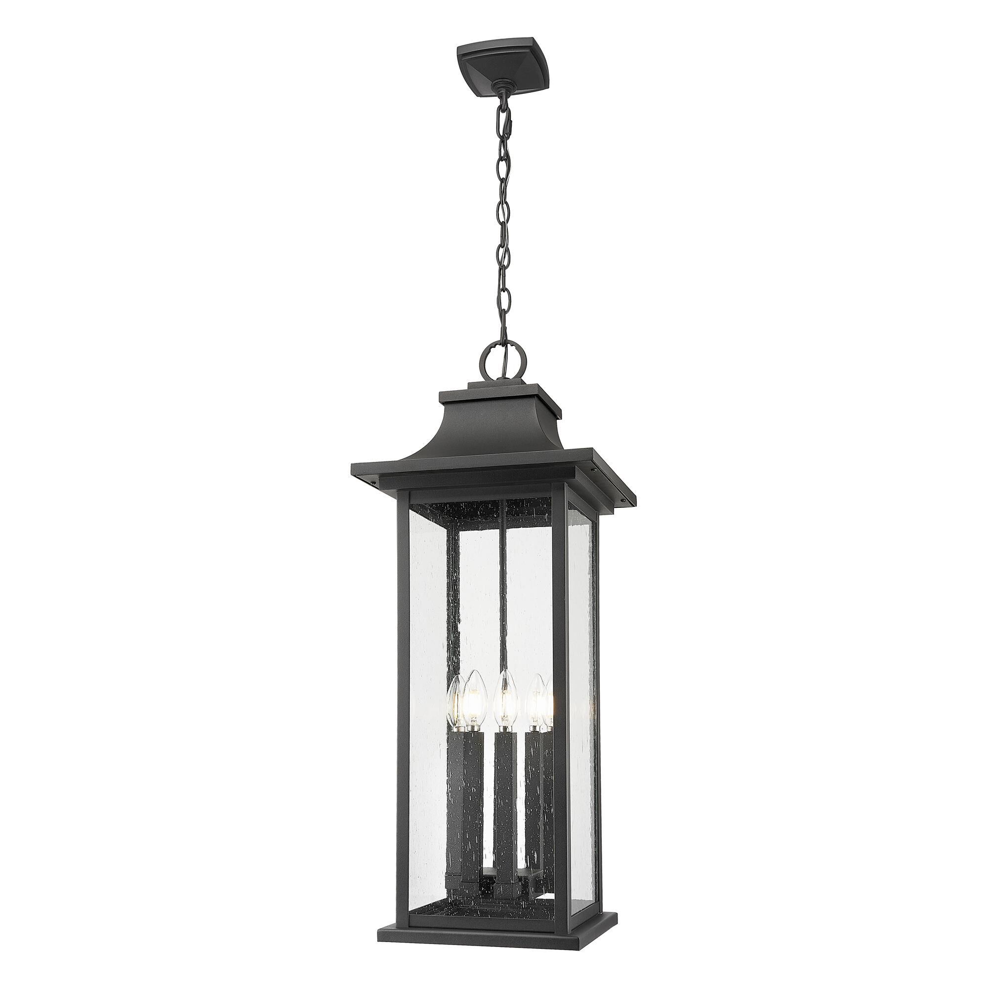 Shown in Black finish and Clear Seedy glass and Clear Seedy shade