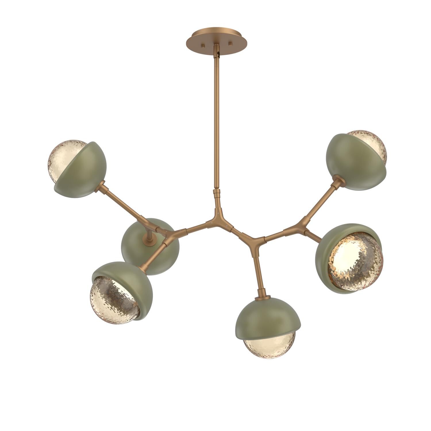 Shown in Novel Brass finish and Amber glass and Sage Green accent