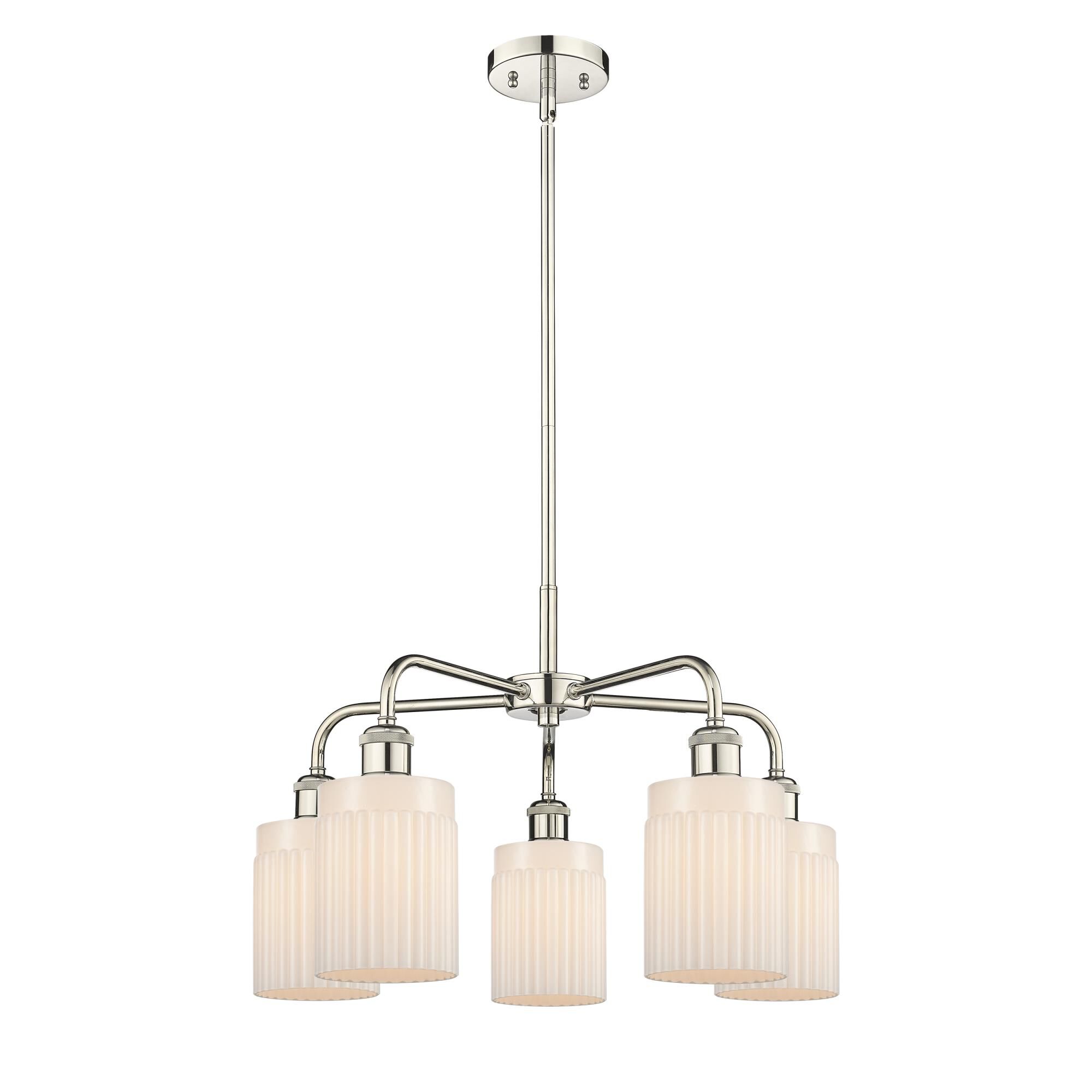 Shown in Polished Nickel finish and Matte White glass