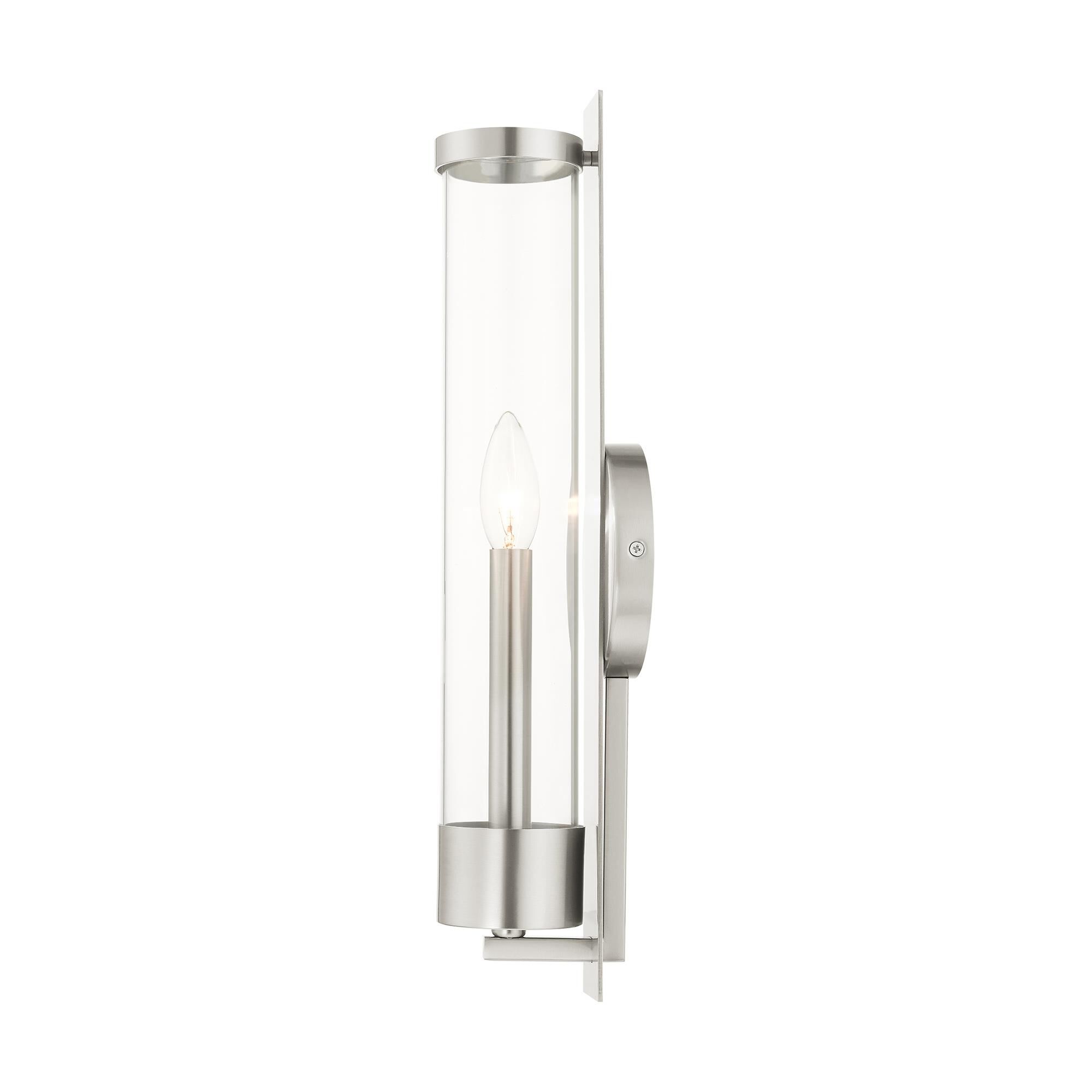Shown in Brushed Nickel finish and Clear glass and Clear Glass shade