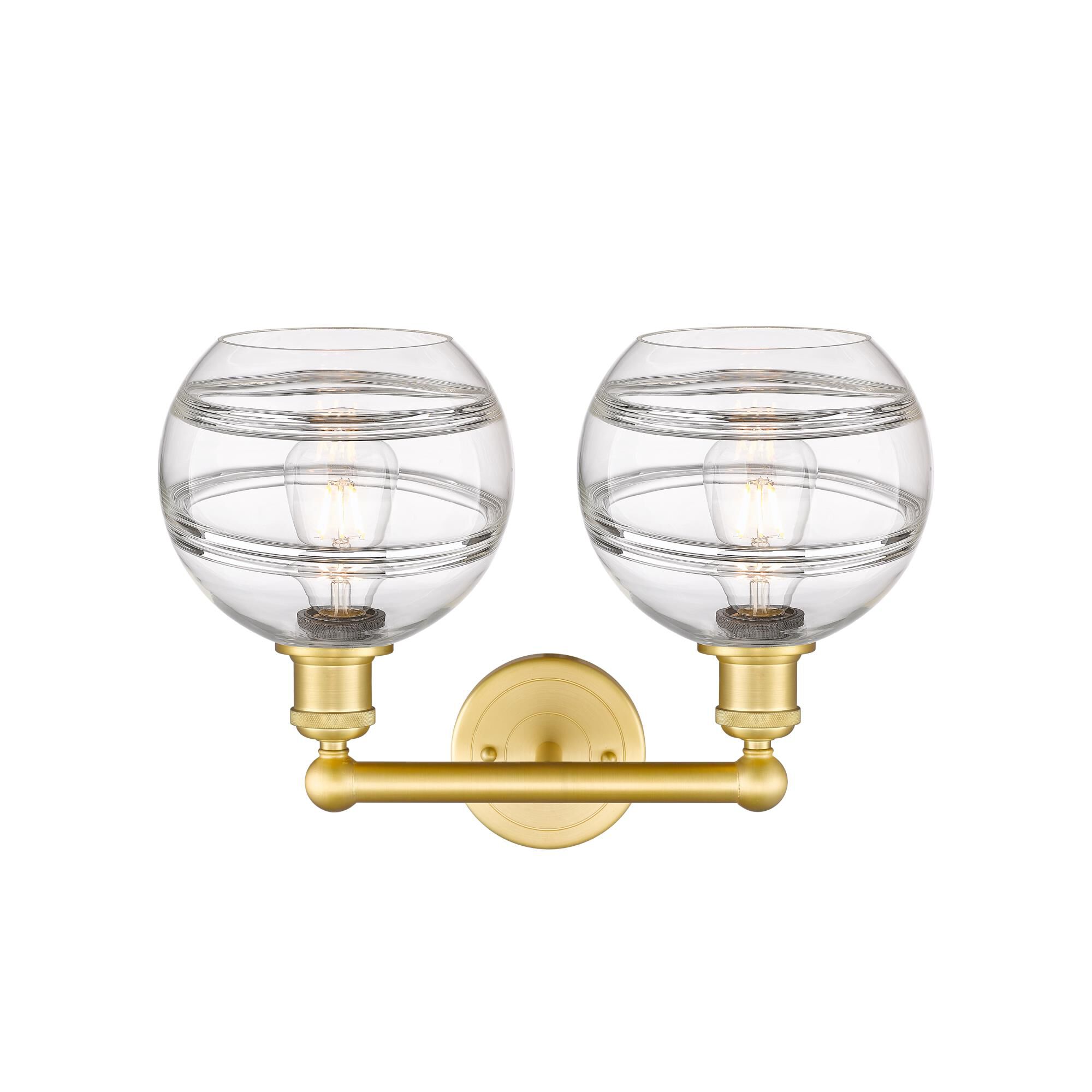 Shown in Satin Gold finish and Clear glass