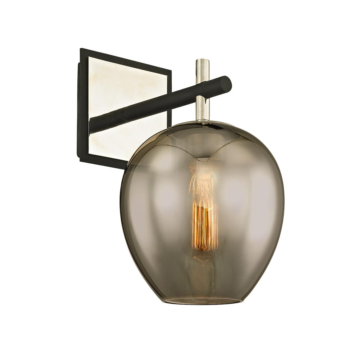 Shown in Carbide Black finish and Plated Smoke glass and Polished Nickel accent