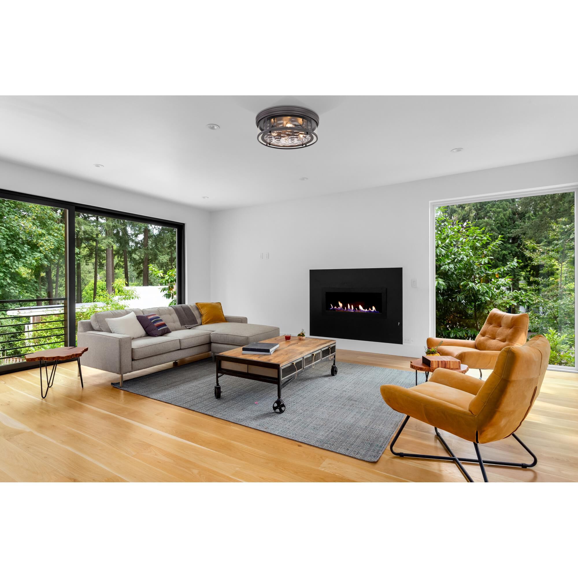 Shown in Bronze finish and Inner Clear Water and Outer Clear glass and No Shade shade