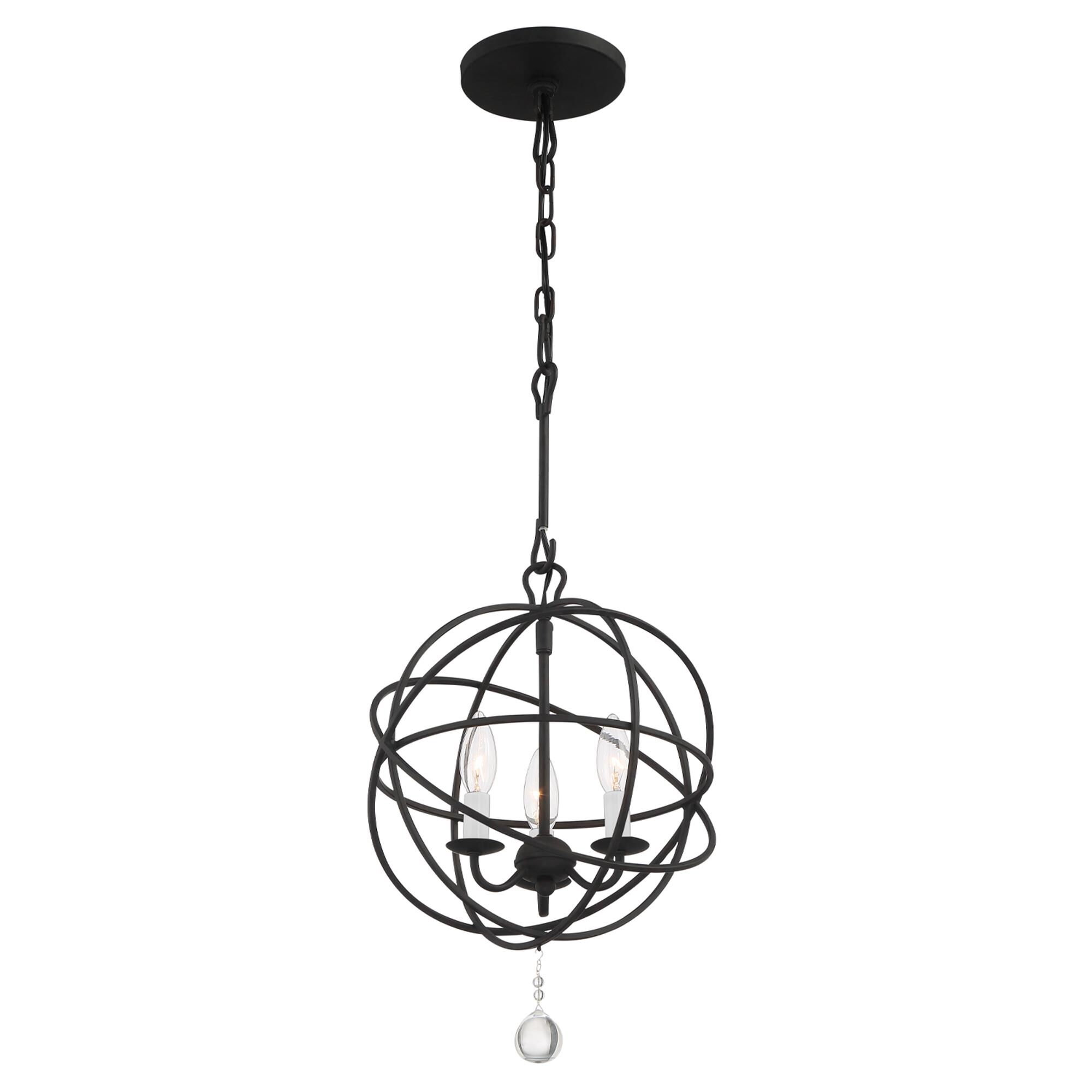 Shown in Black finish and Clear Glass Drops crystal
