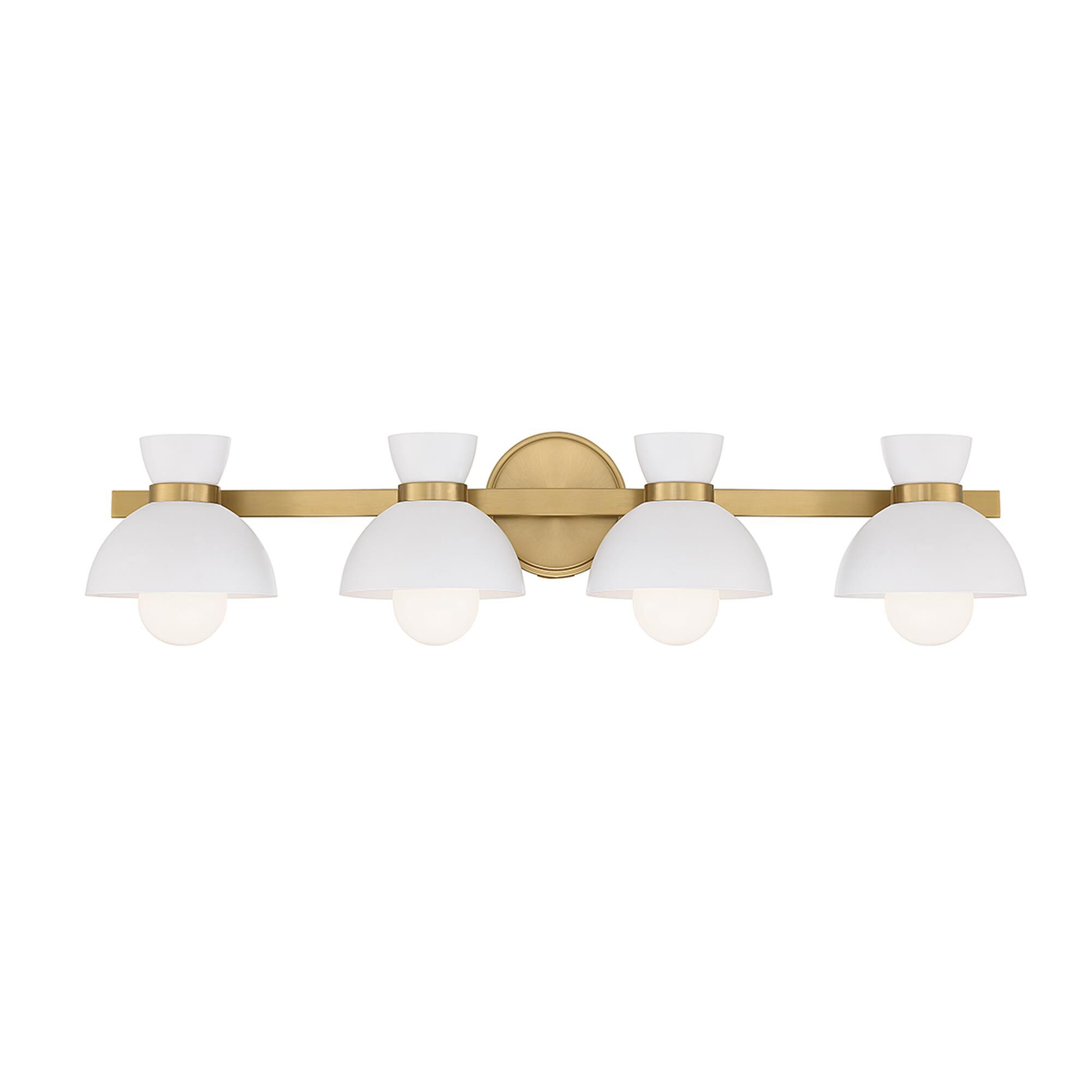 Shown in Natural Brass finish and White Metal shade