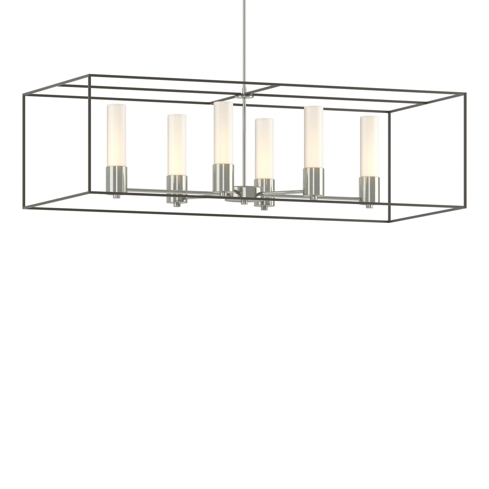 Shown in Sterling finish and Opal glass and Dark Smoke accent