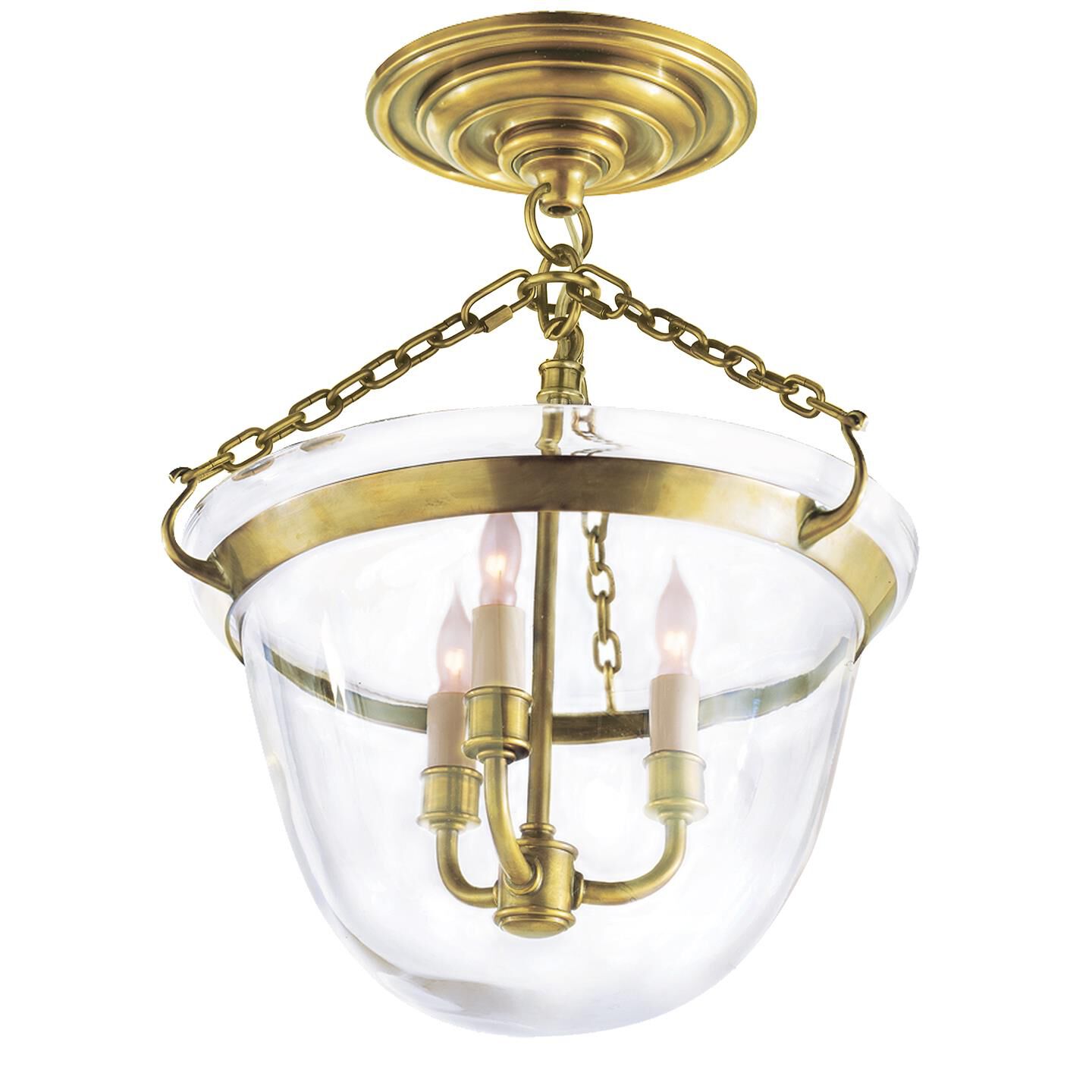Chapman & Myers Country Bell Jar 13 Inch 3 Light Semi Flush Mount by Visual Comfort Signature Collection