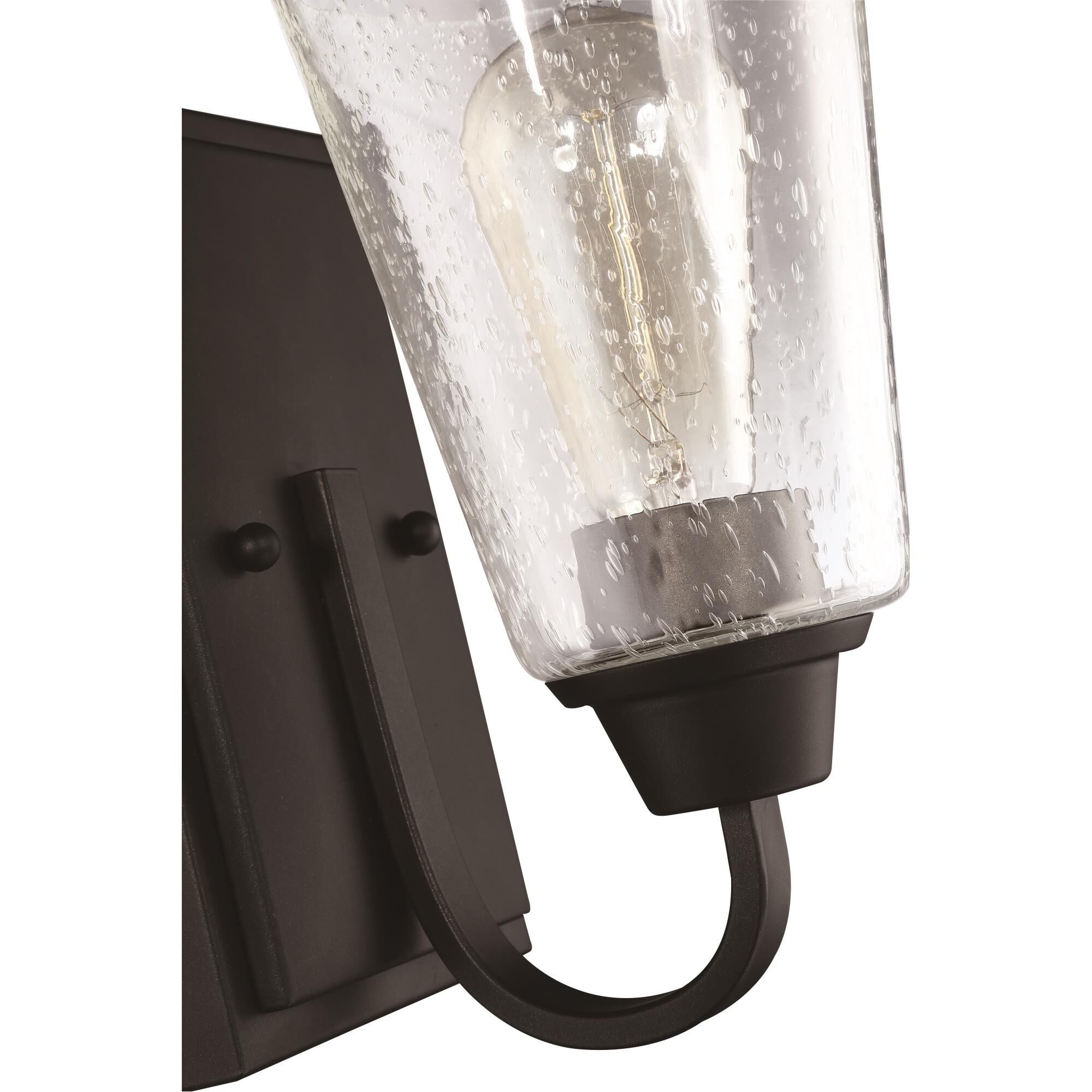 Shown in Espresso finish and Clear Seeded glass and Glass shade