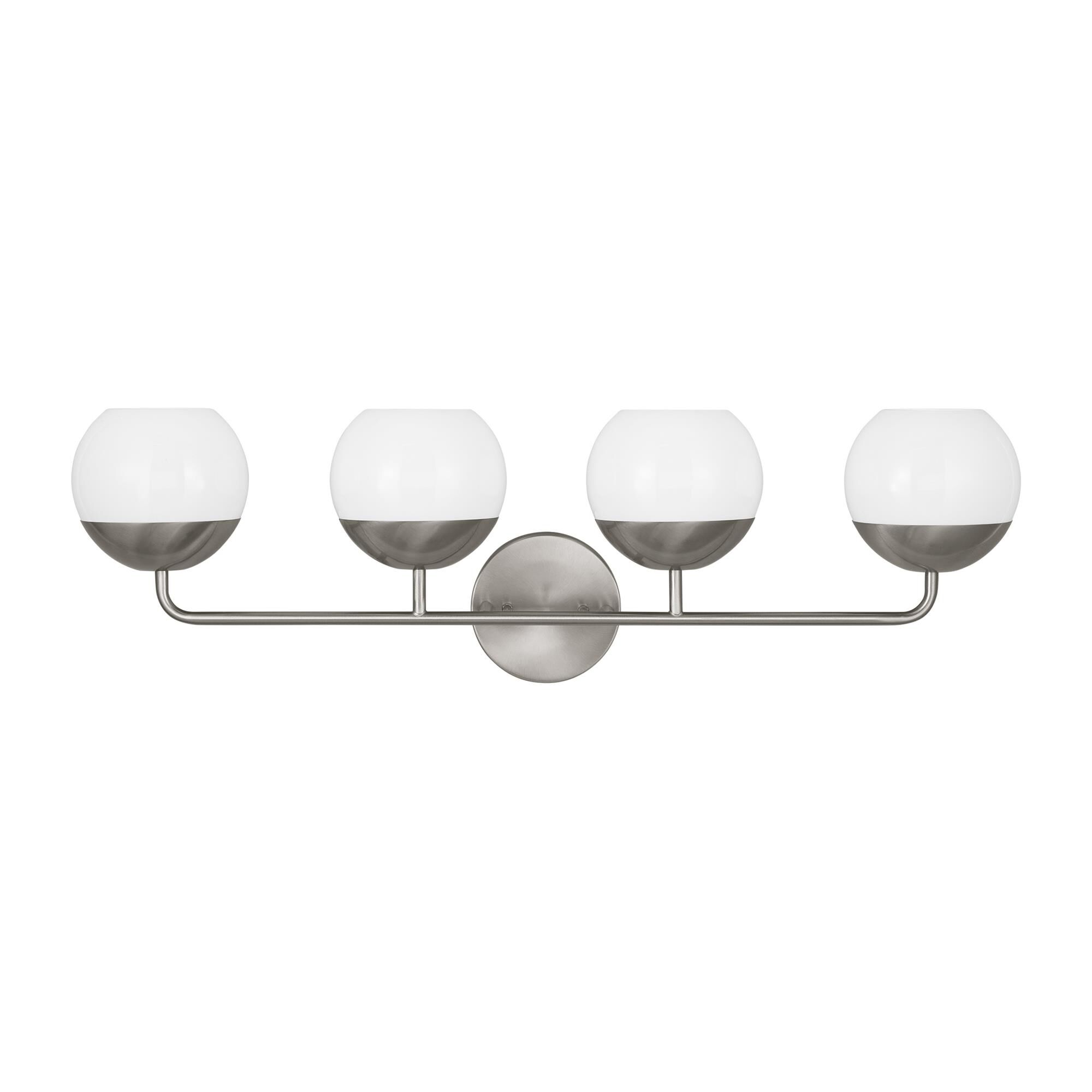 Shown in Brushed Nickel Silver finish and Milk glass and Milk Glass s shade