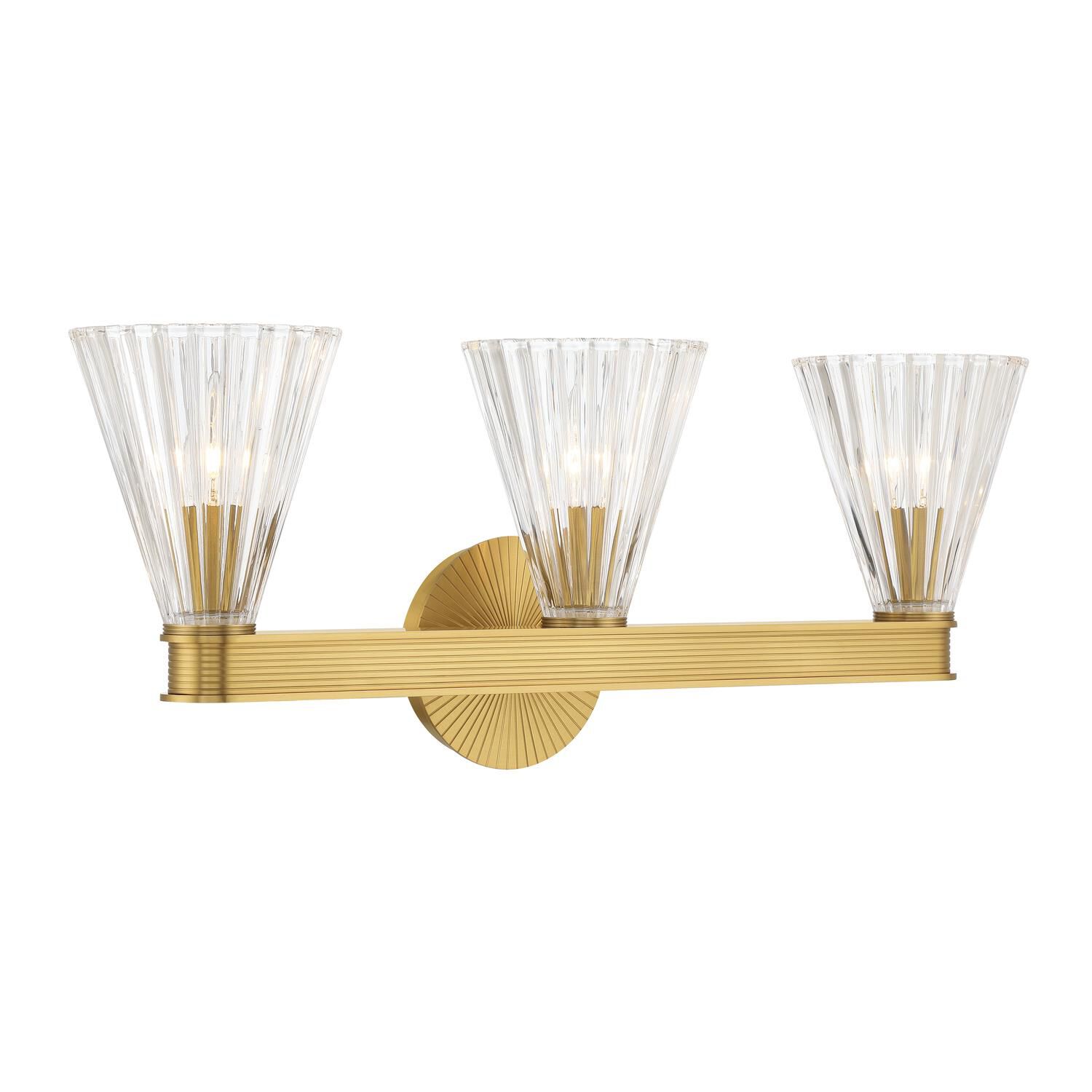 Shown in Luxe Gold finish and Glass shade