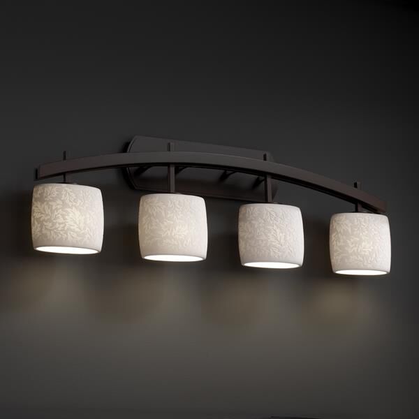 Shown in Dark Bronze finish and Leaf glass and Oval (POR) shade 