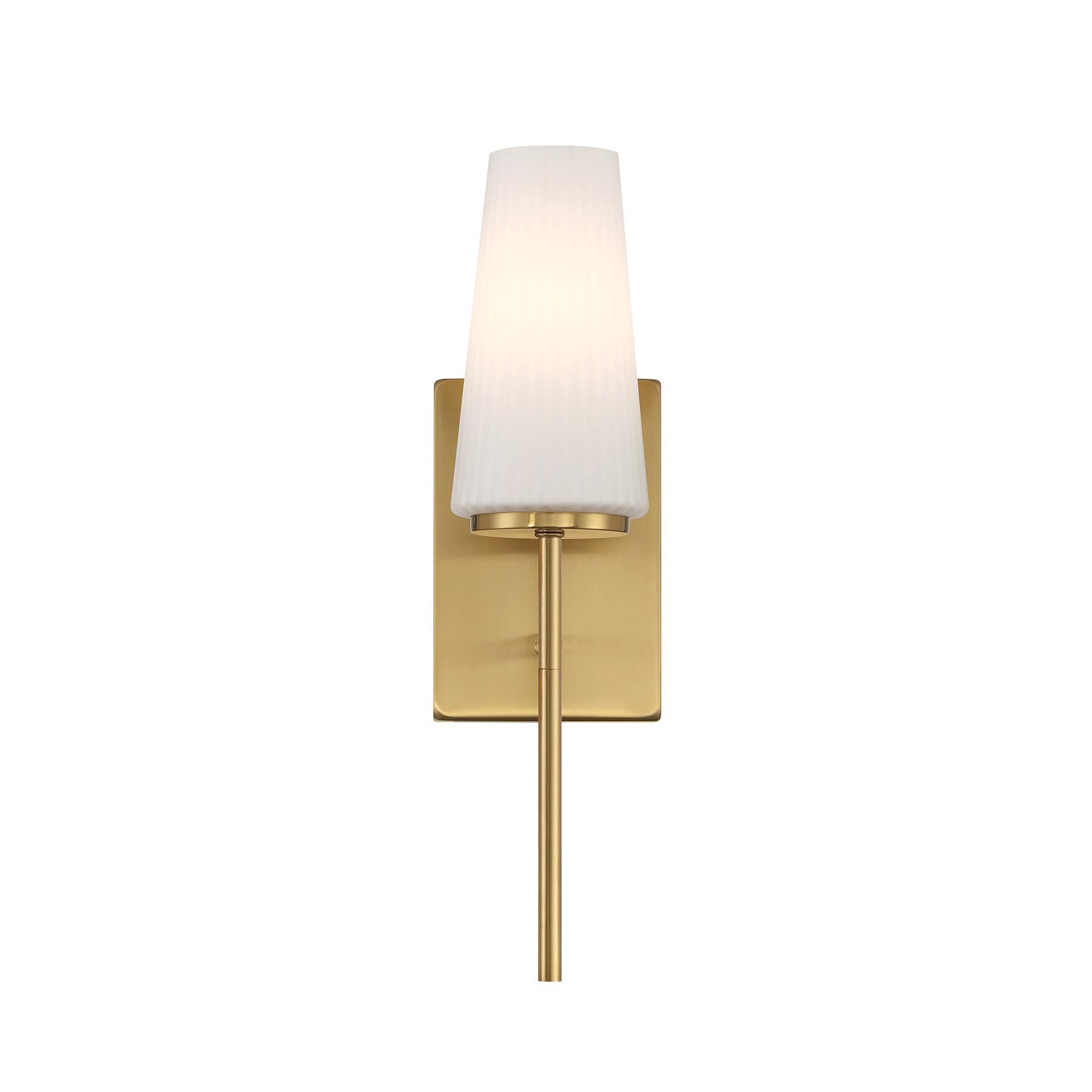 Shown in Natural Brass finish and Fluted White Opal glass