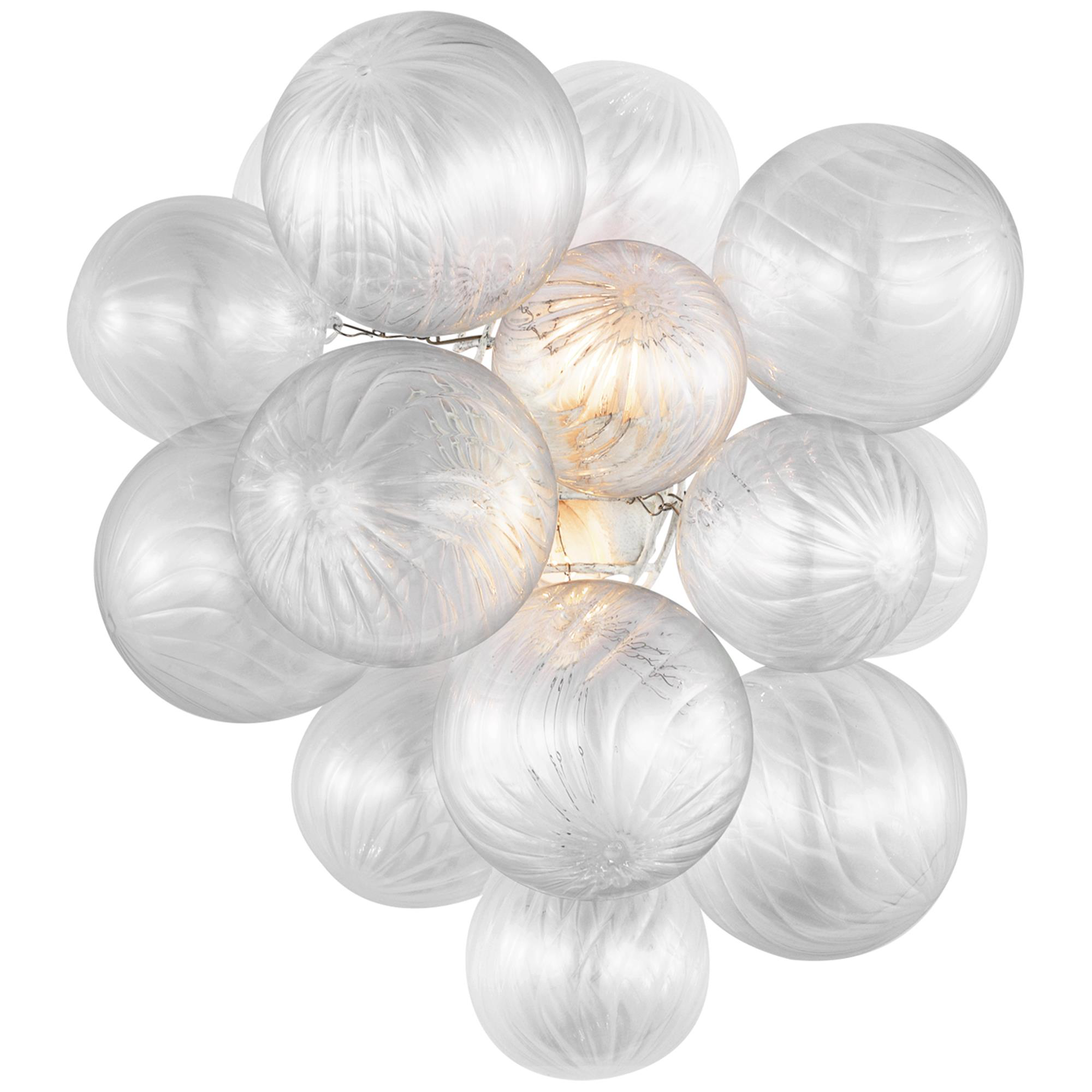 Shown in Plaster White finish and Clear Swirled glass