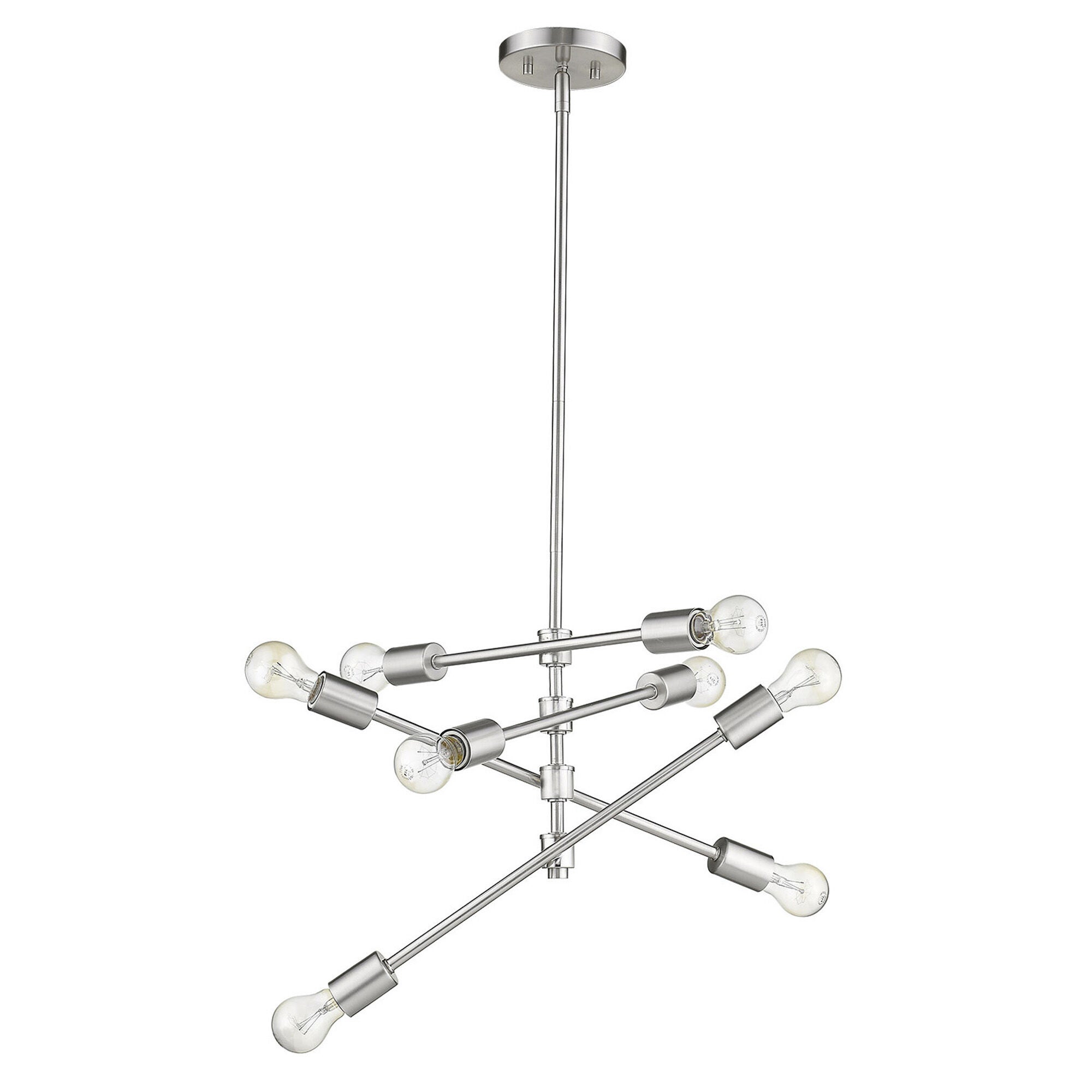 Shown in Satin Nickel finish and -- glass and -- shade