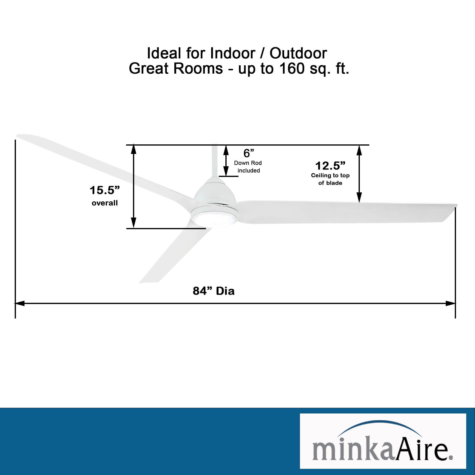 Java Outdoor Rated 84 Inch Ceiling Fan with Light Kit by Minka Aire