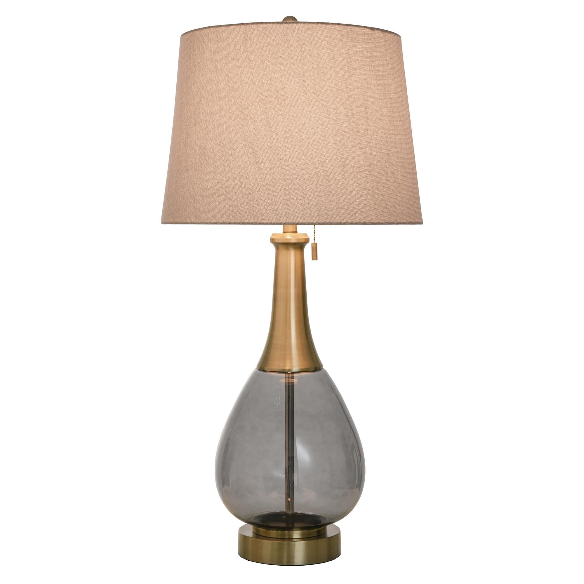 Shown in Brass finish and Dark Beige shade