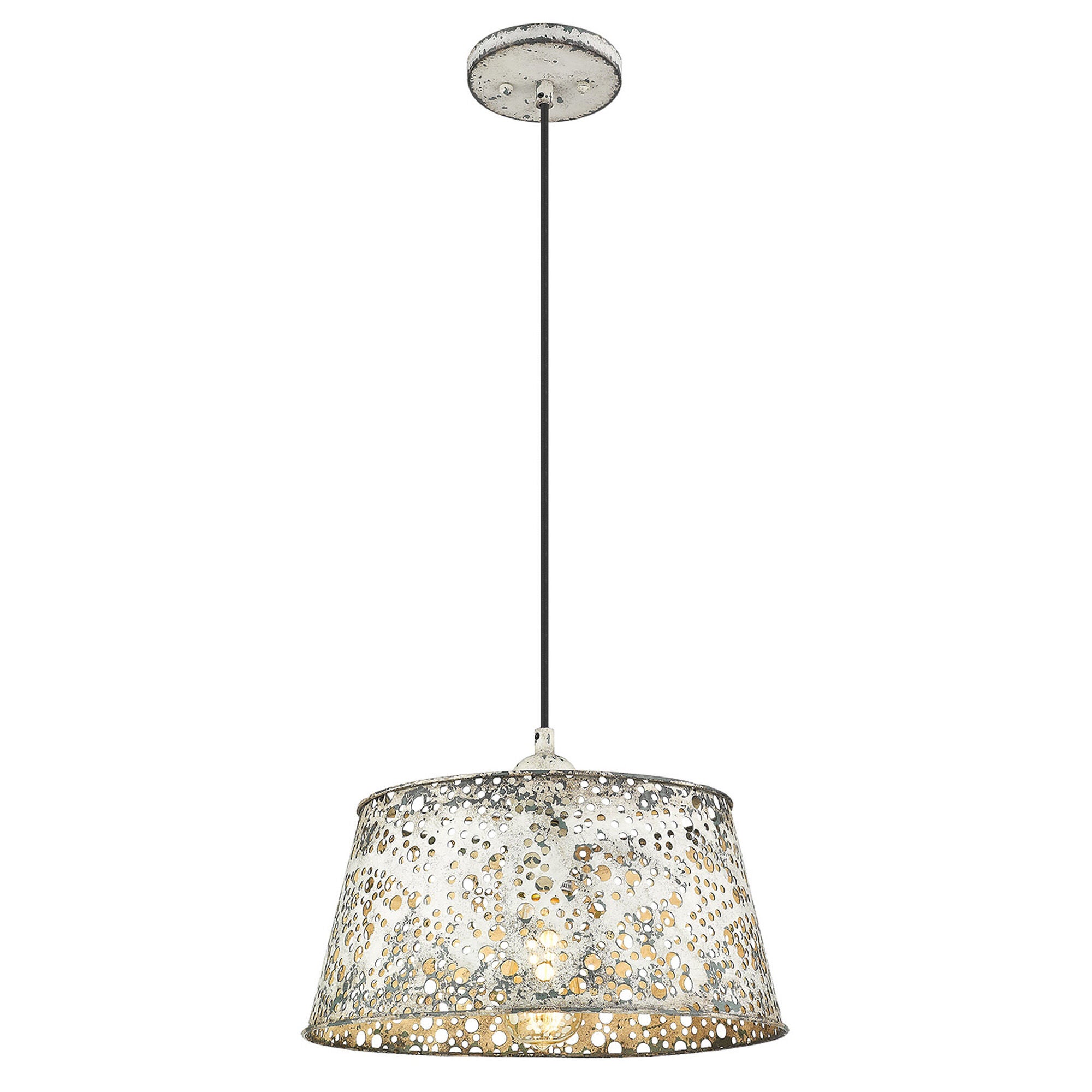 Shown in Aged Ivory finish and Aged Ivory glass and Aged Ivory, Bowl Shaped Metal shade