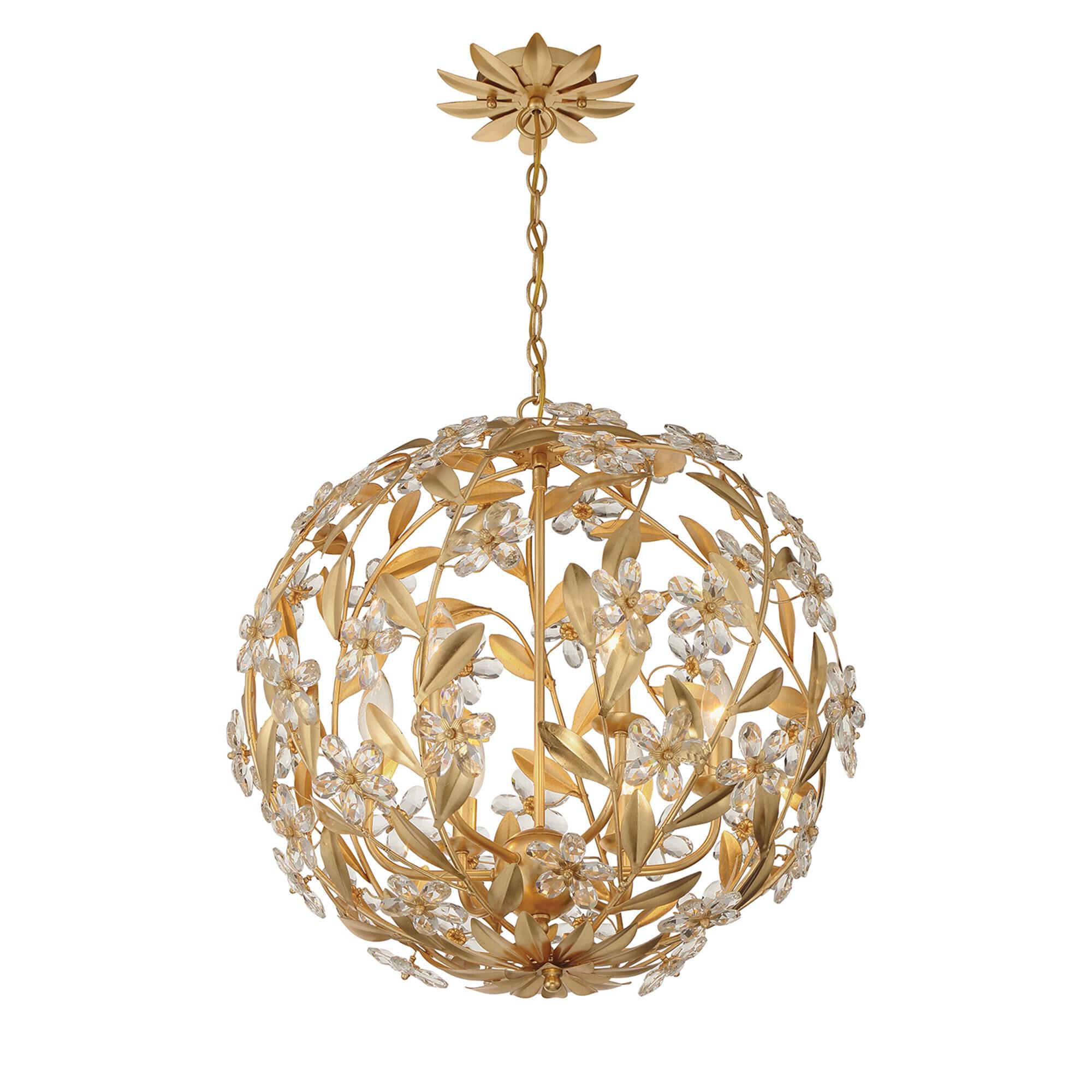 Shown in Antique Gold finish and Hand Cut crystal