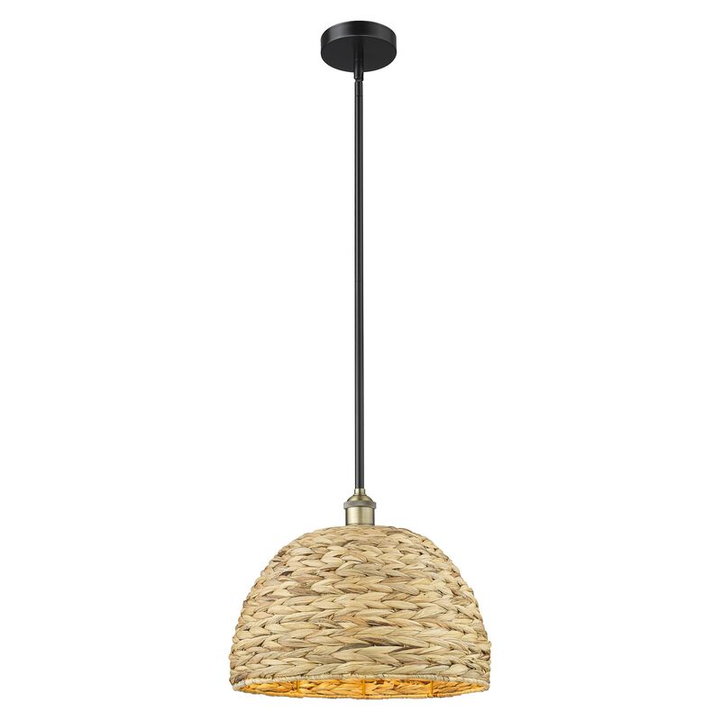 Bruno Marashlian Woven Rattan 16 Inch Large Pendant by Innovations Lighting