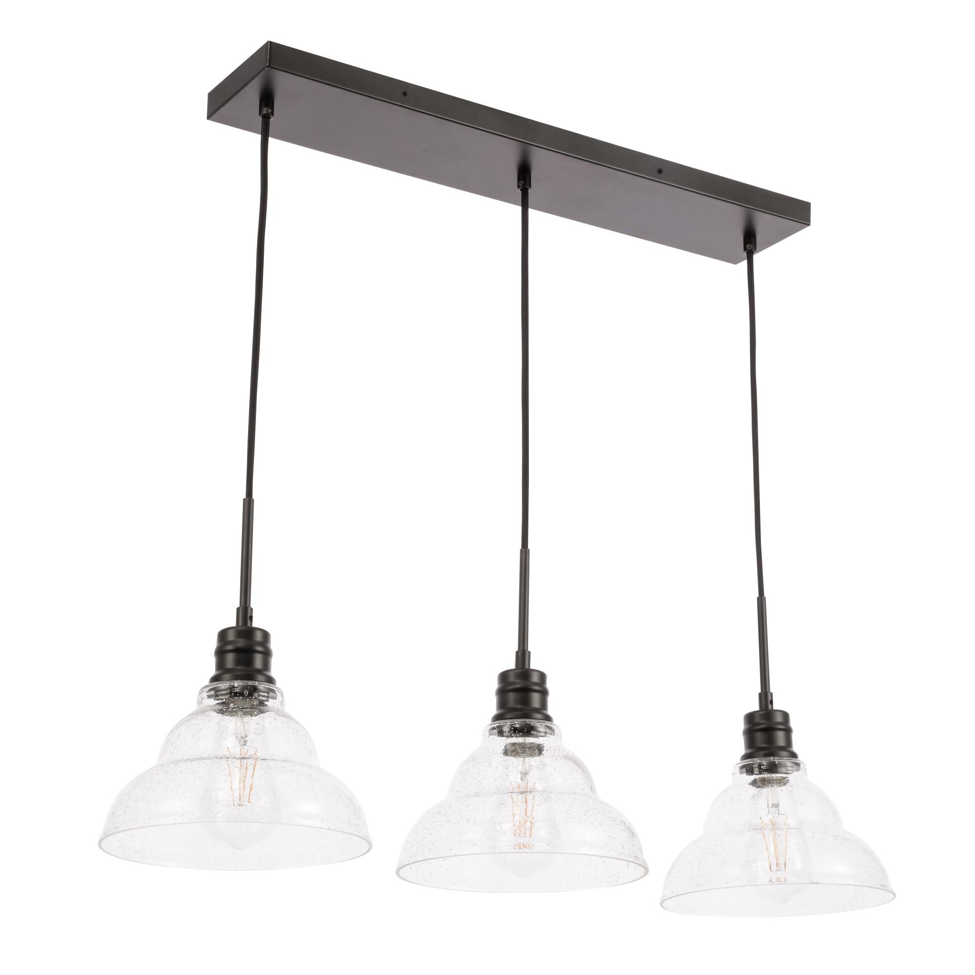 Shown in Black finish and Clear Bubble  glass