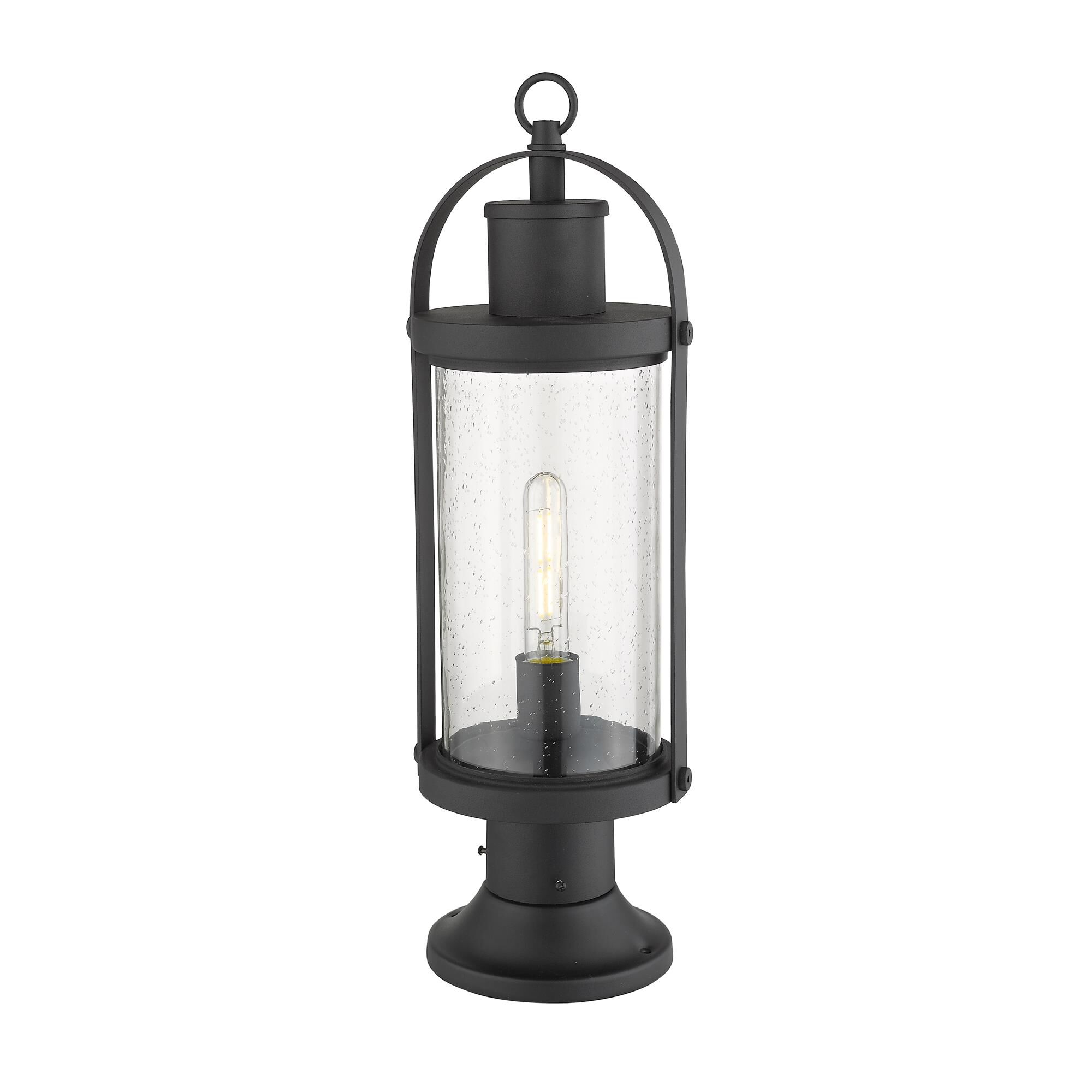 Shown in Black finish and Glass shade