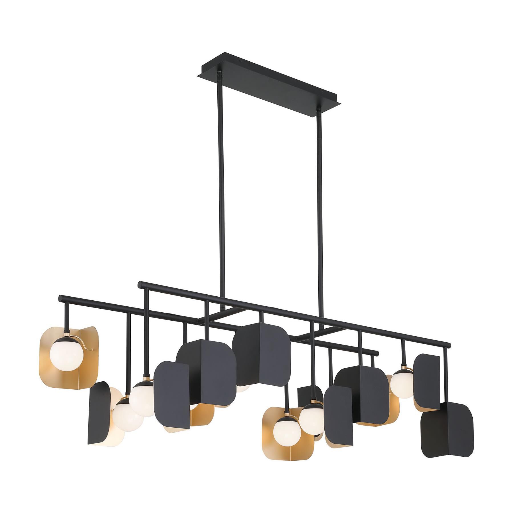 Shown in Gold-Black finish and White glass