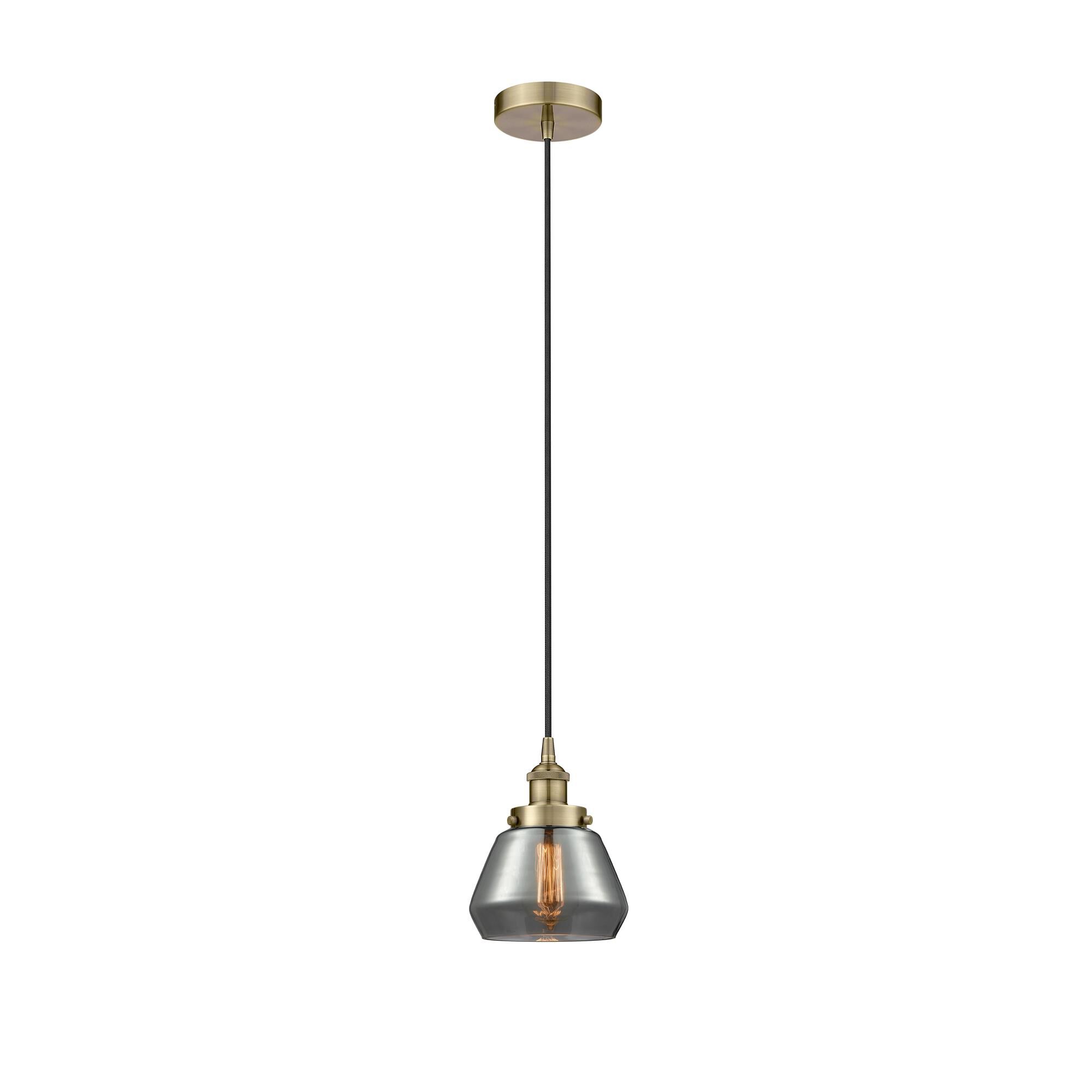 Shown in Antique Brass finish and Plated Smoke glass