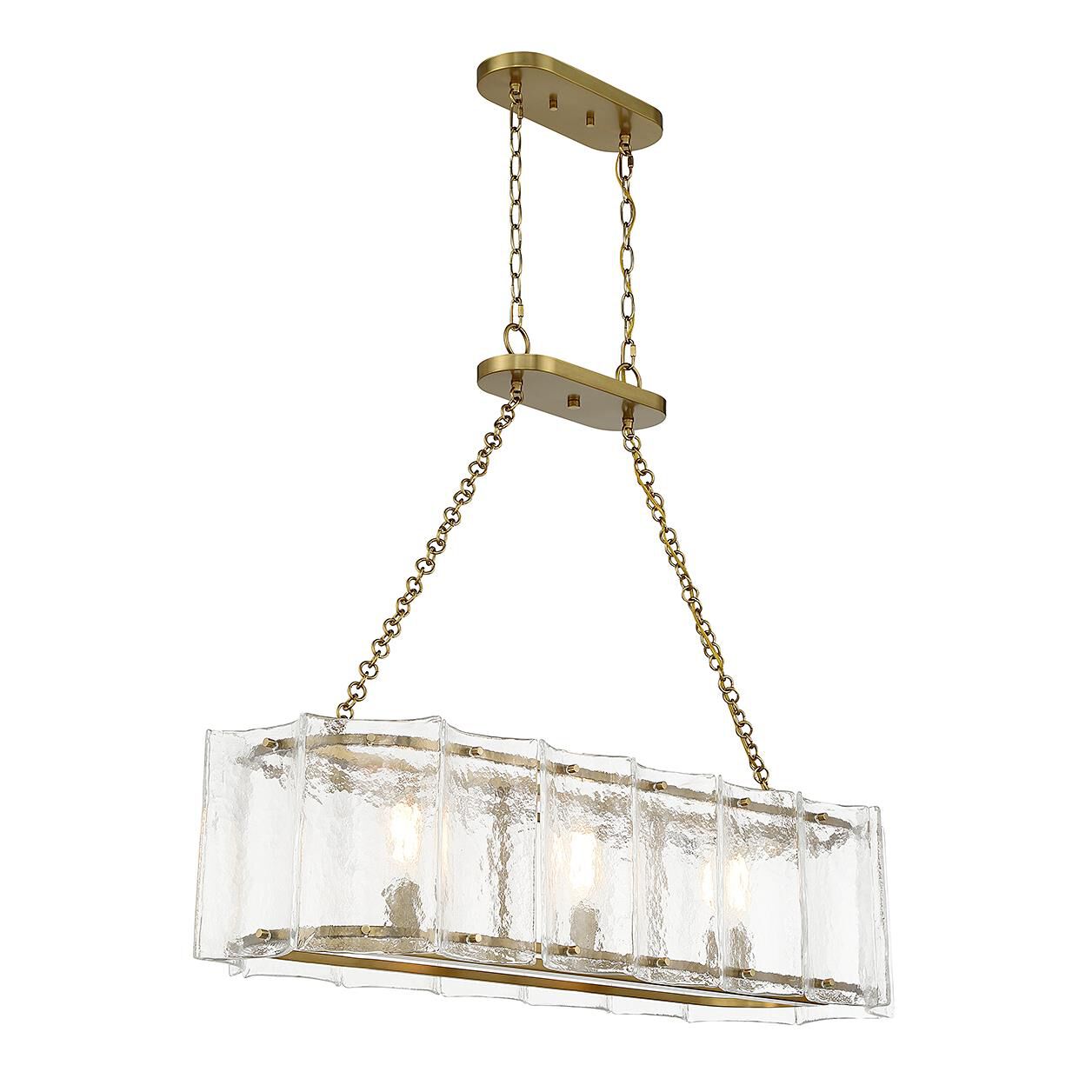 Shown in Warm Brass finish and Clear Water Piastra glass