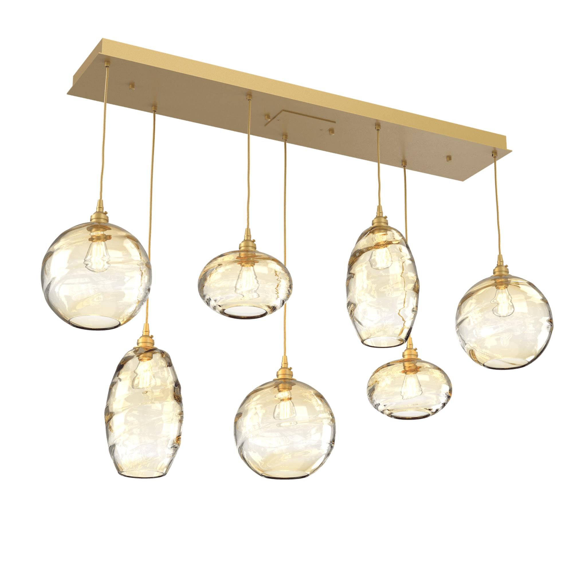 Shown in Gilded Brass finish and Optic Amber glass